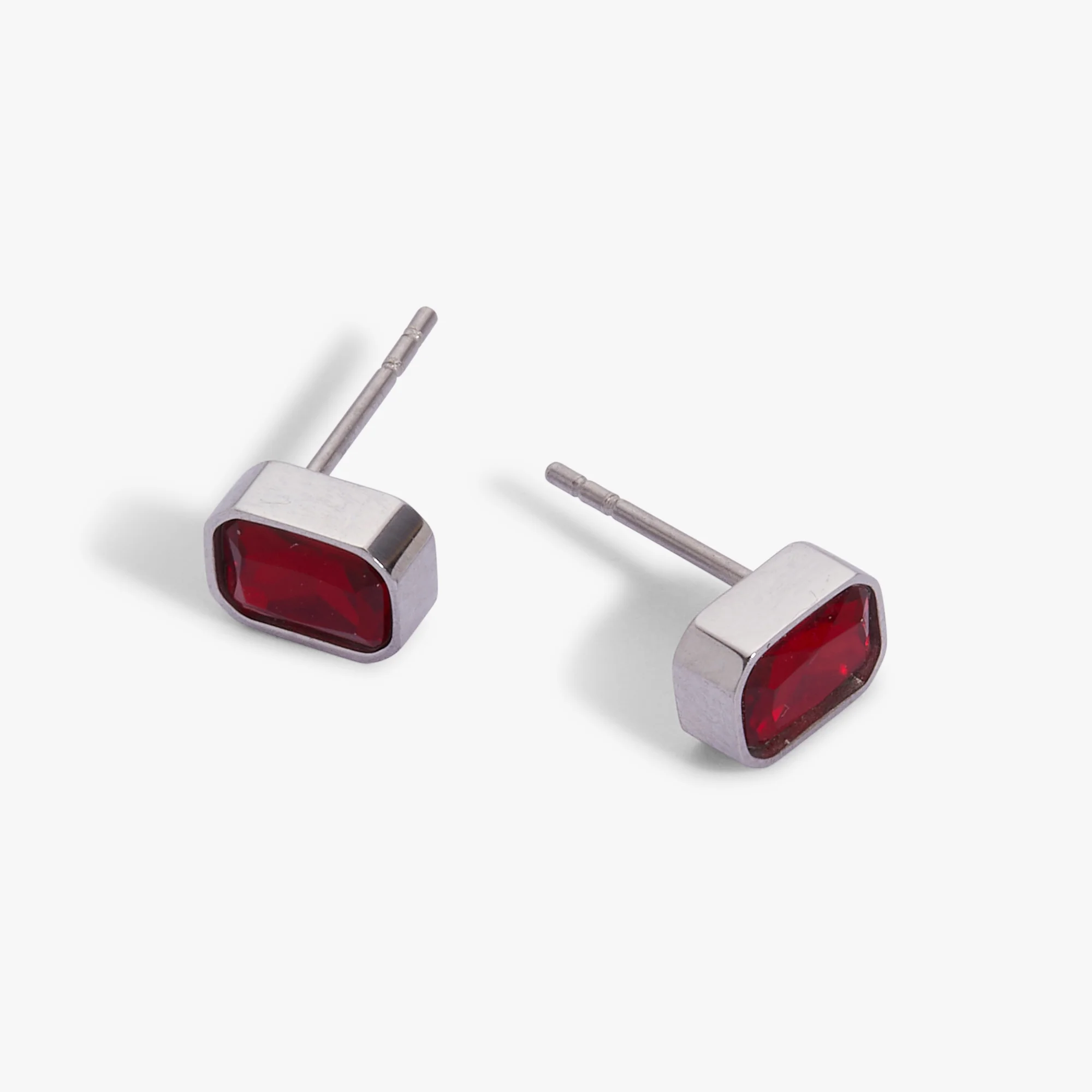 July Emerald-Cut Birthstone Stud Earrings - Image 4