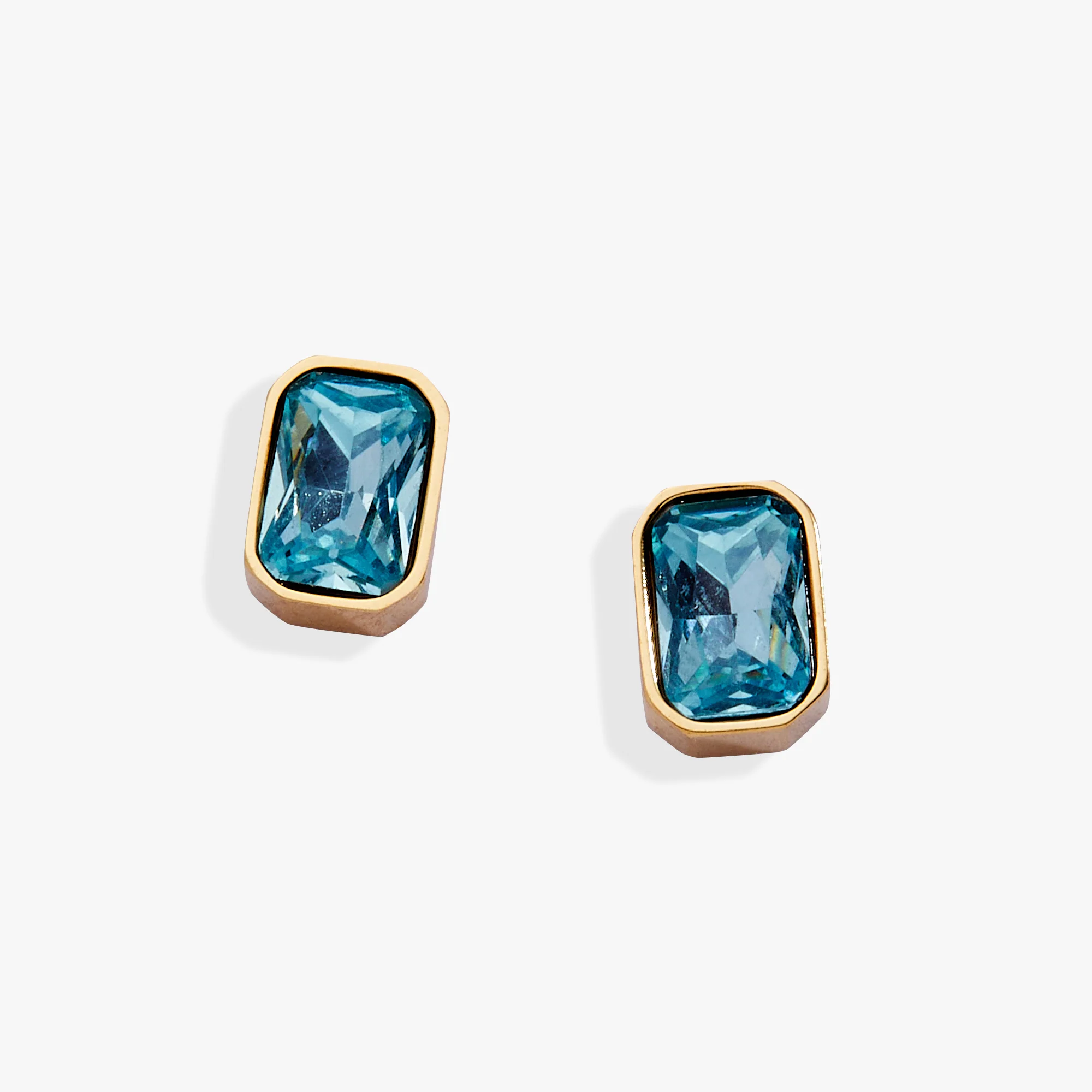 March Emerald-Cut Birthstone Stud - Image 2