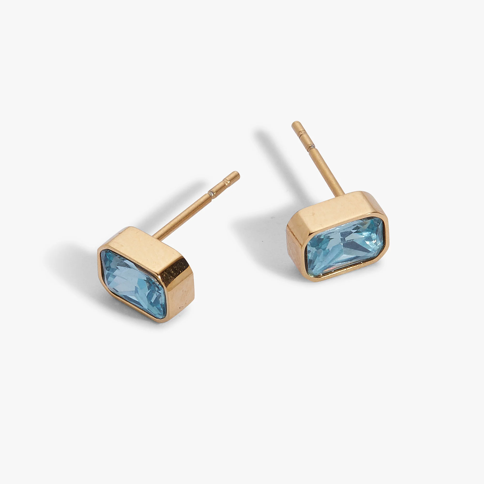 March Emerald-Cut Birthstone Stud - Image 3