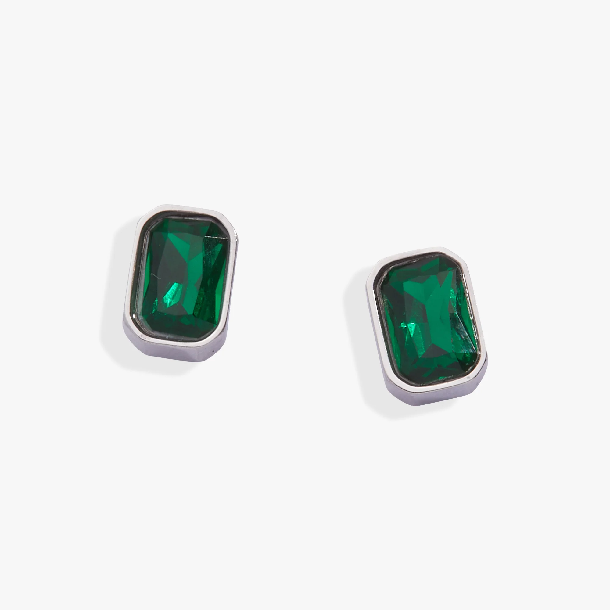 May Emerald-Cut Birthstone Stud Earrings - Image 3