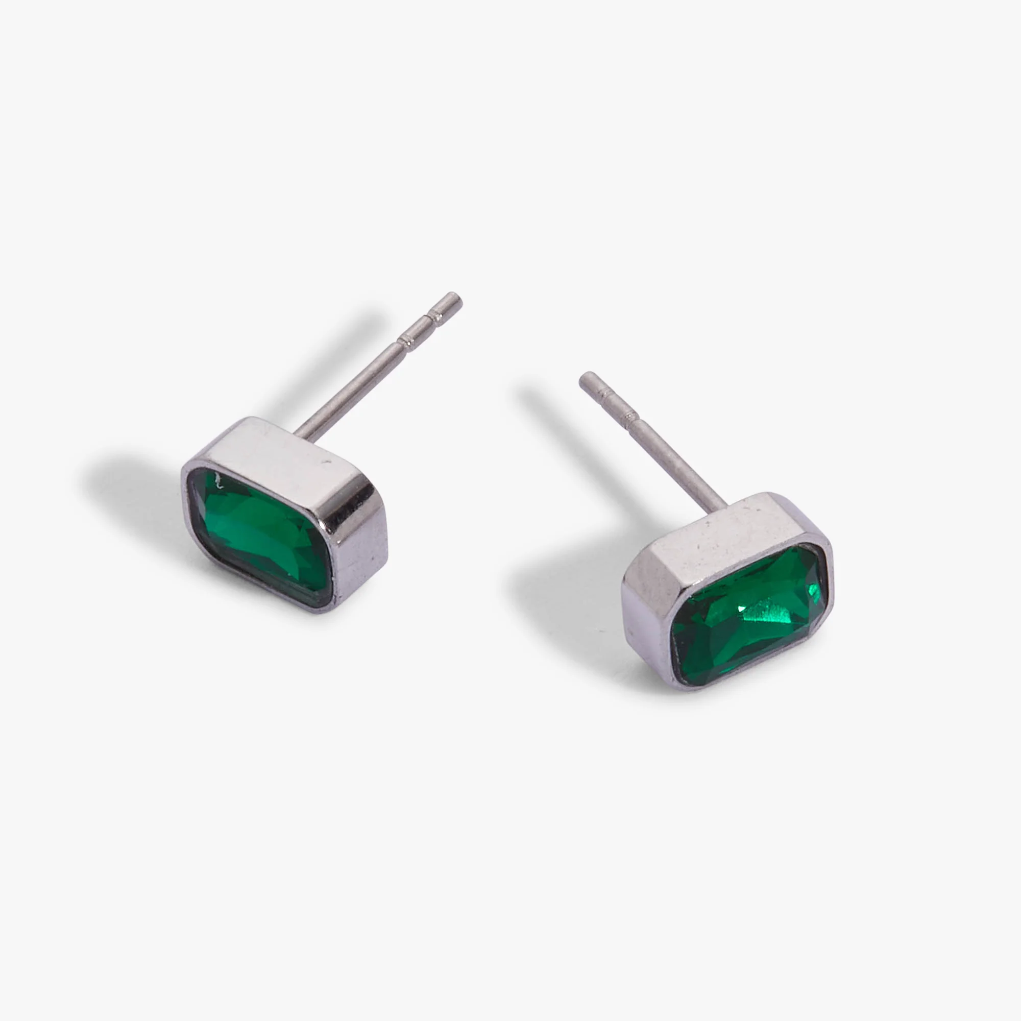 May Emerald-Cut Birthstone Stud Earrings - Image 4