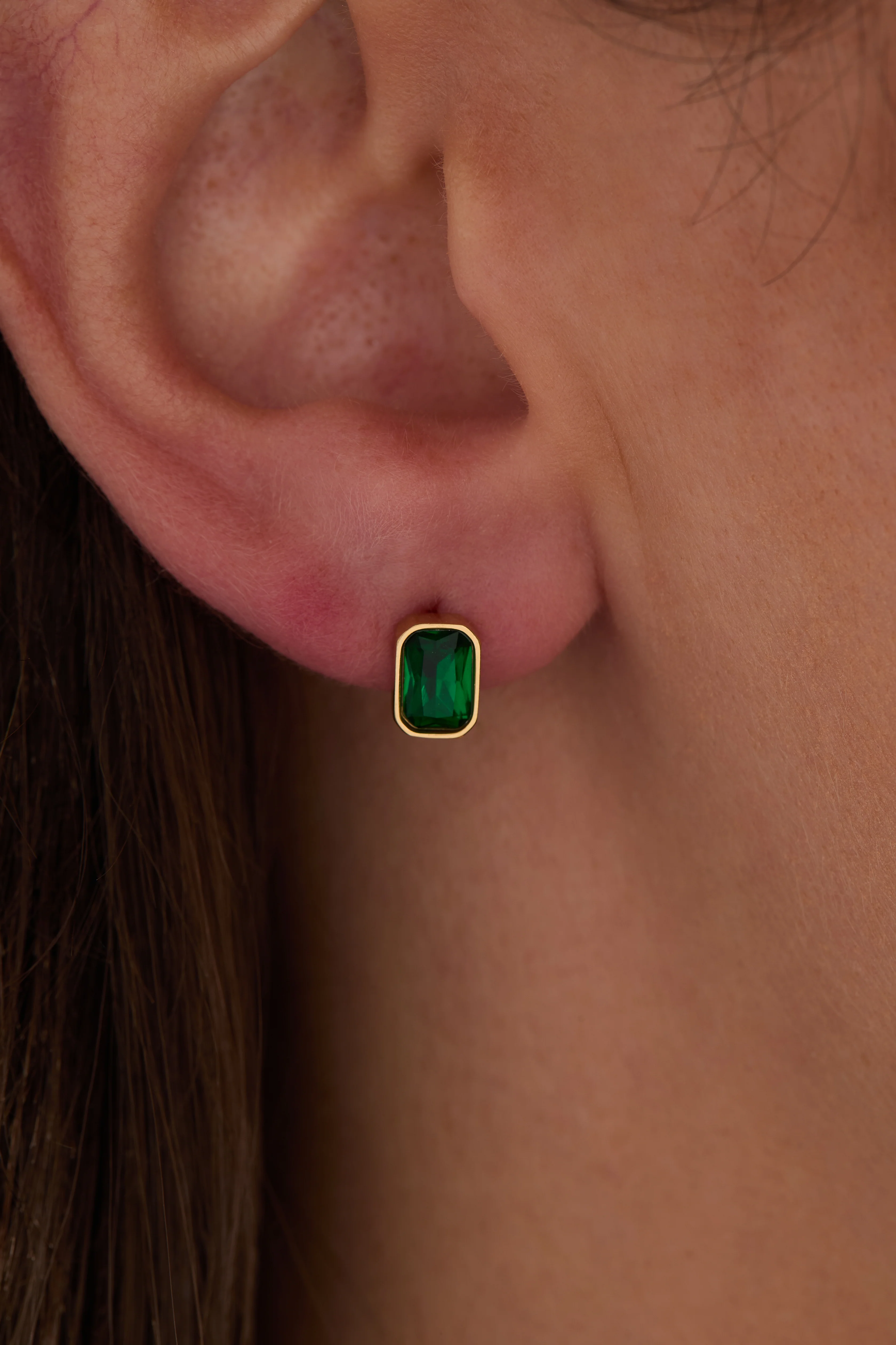 May Emerald-Cut Birthstone Stud Earrings - Image 6