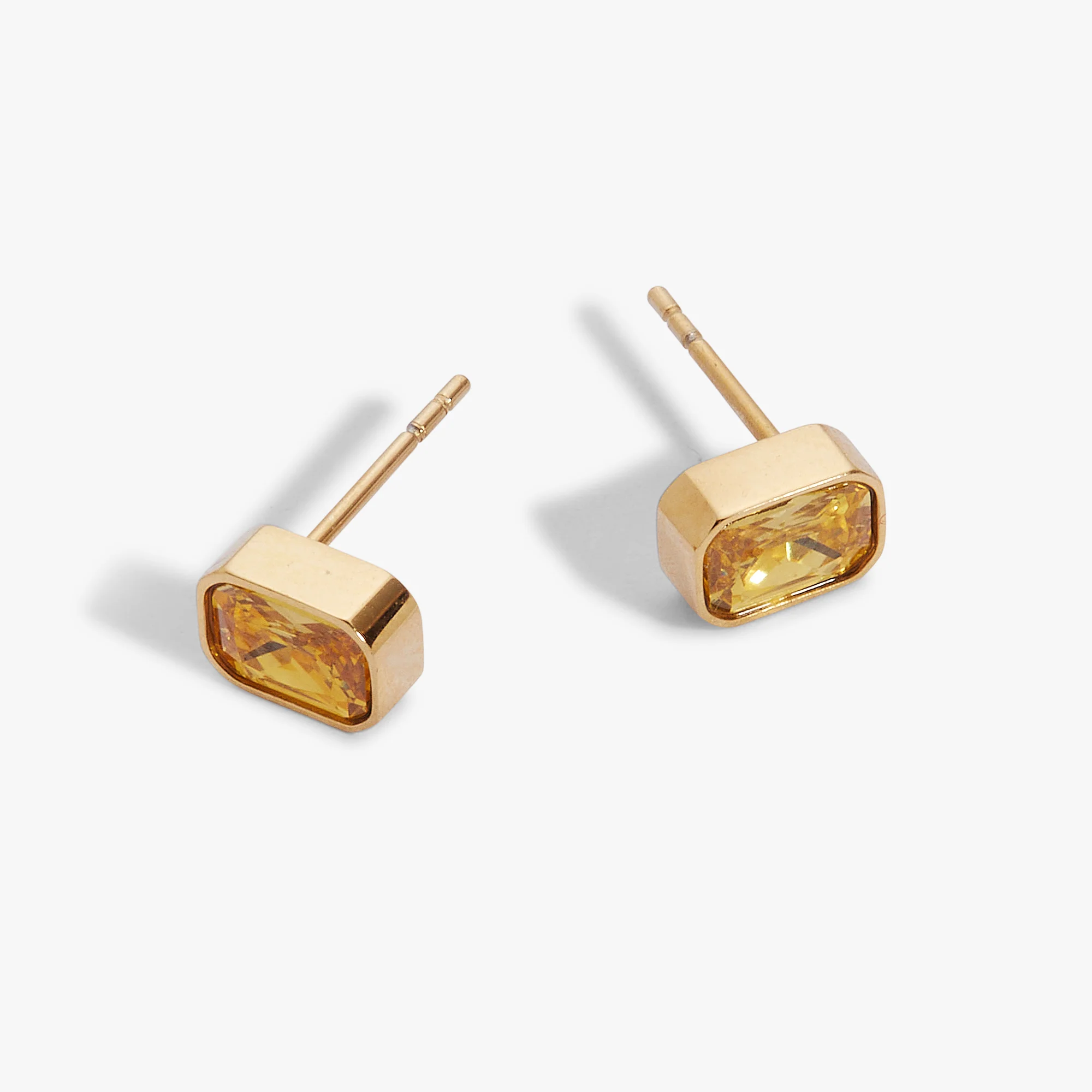 November Emerald-Cut Birthstone Stud Earrings - Image 2