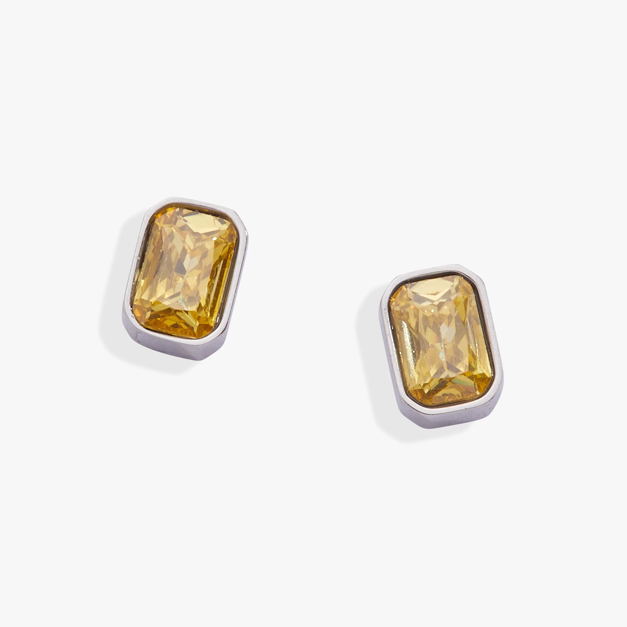 November Emerald-Cut Birthstone Stud Earrings - Image 3