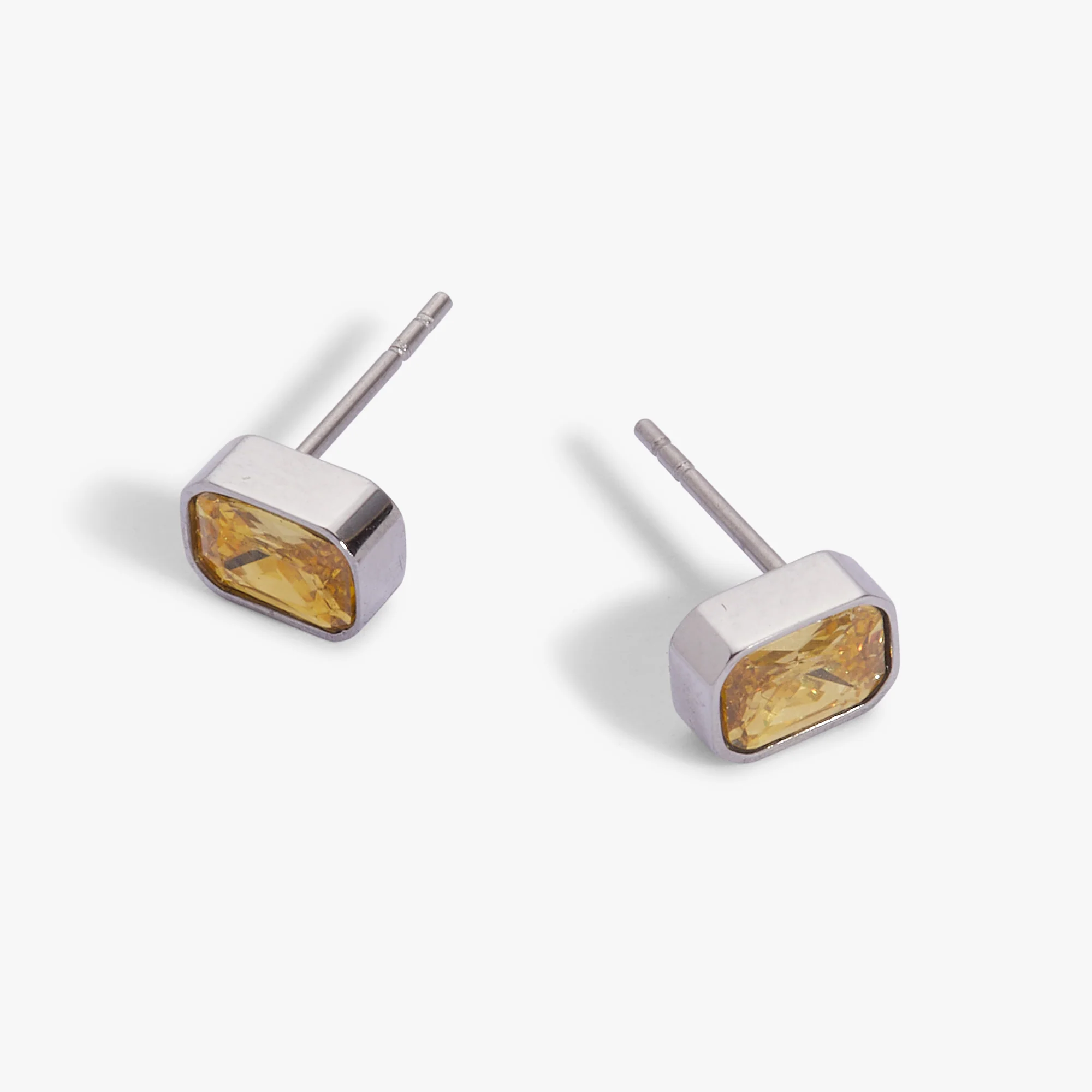 November Emerald-Cut Birthstone Stud Earrings - Image 4