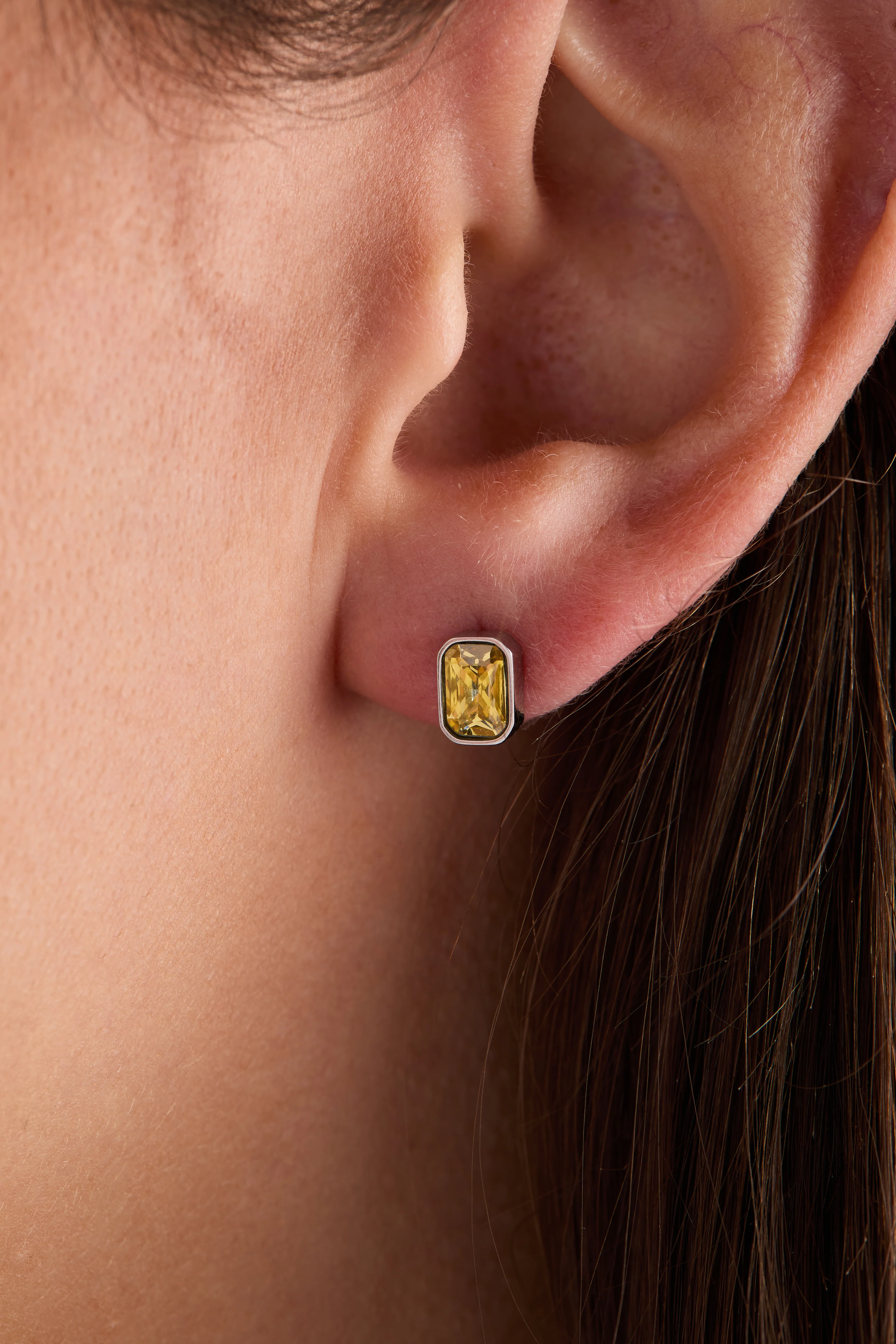 November Emerald-Cut Birthstone Stud Earrings - Image 6