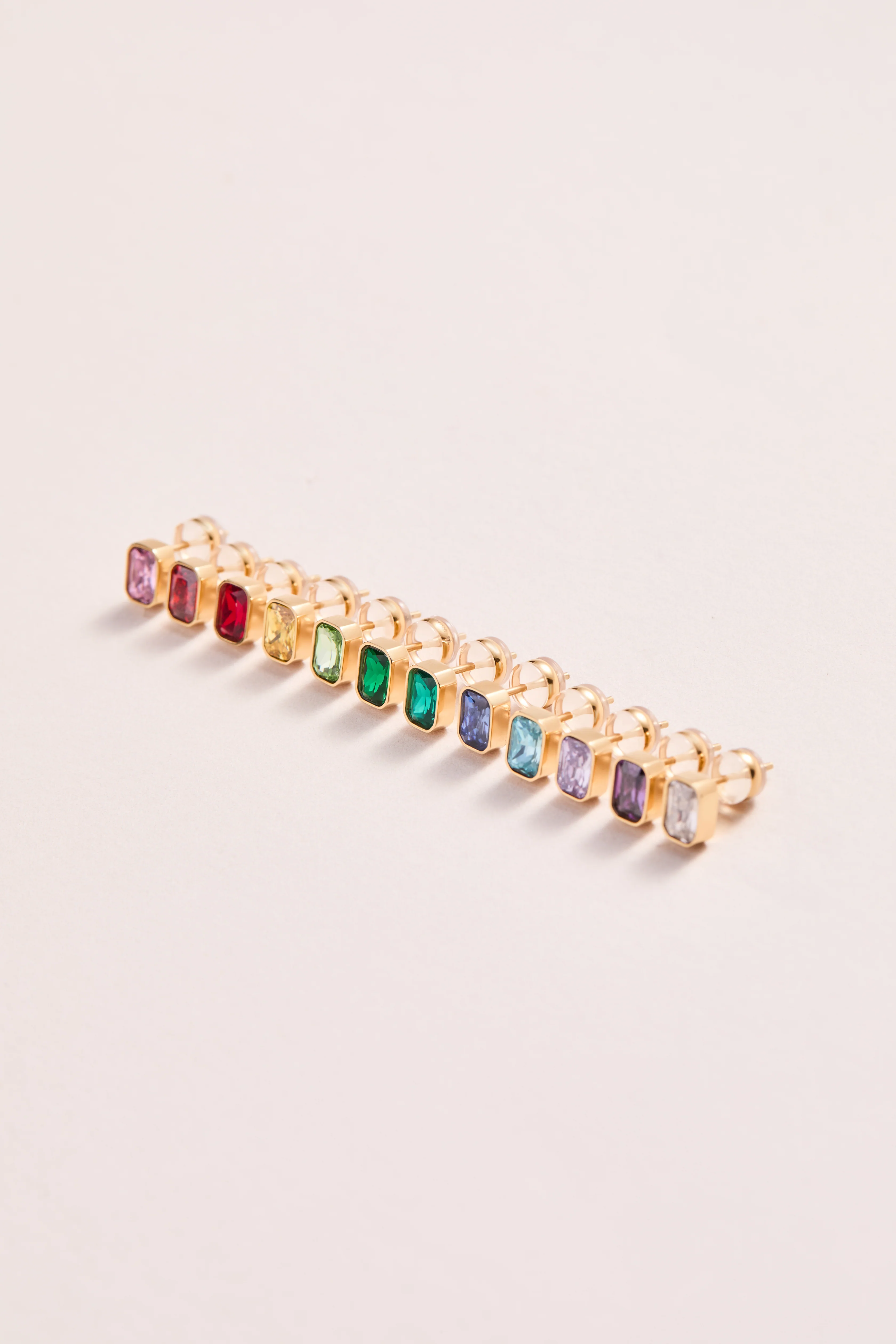 August Emerald-Cut Birthstone Stud Earrings - Image 5