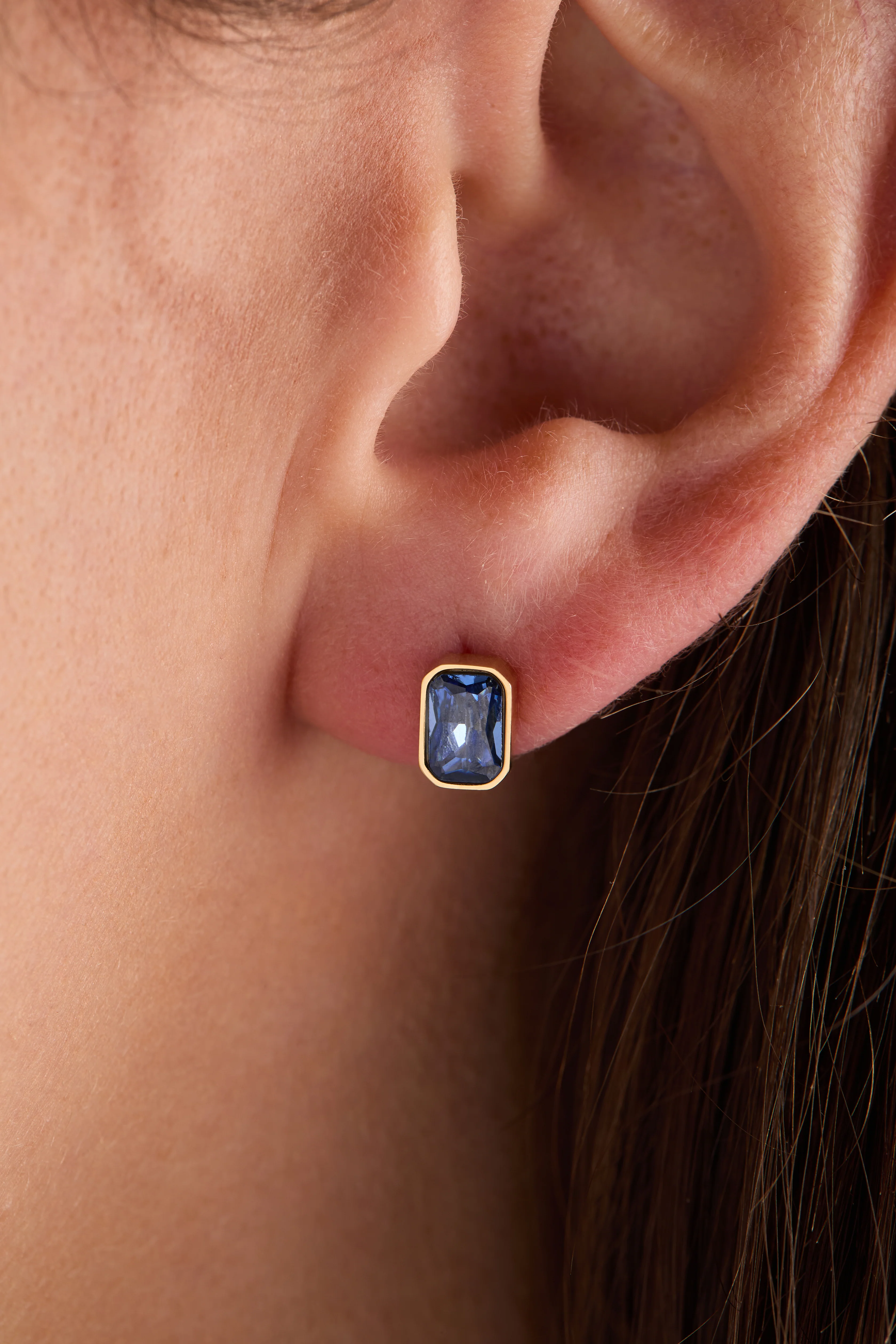September Emerald-Cut Birthstone Stud Earrings - Image 6