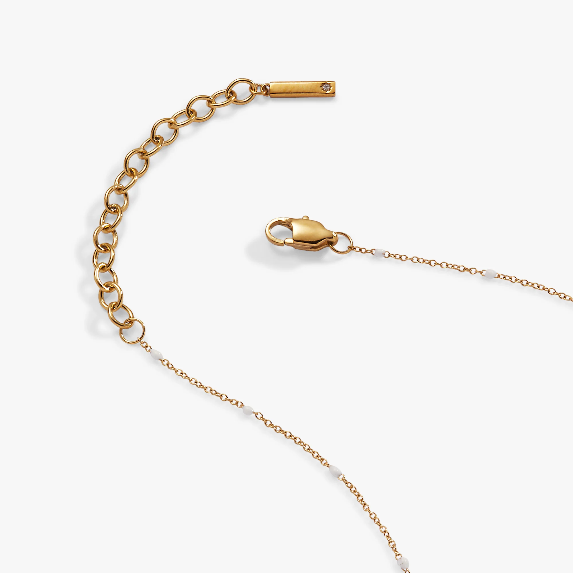 Enamel White Dot Chain Necklace - Image 3