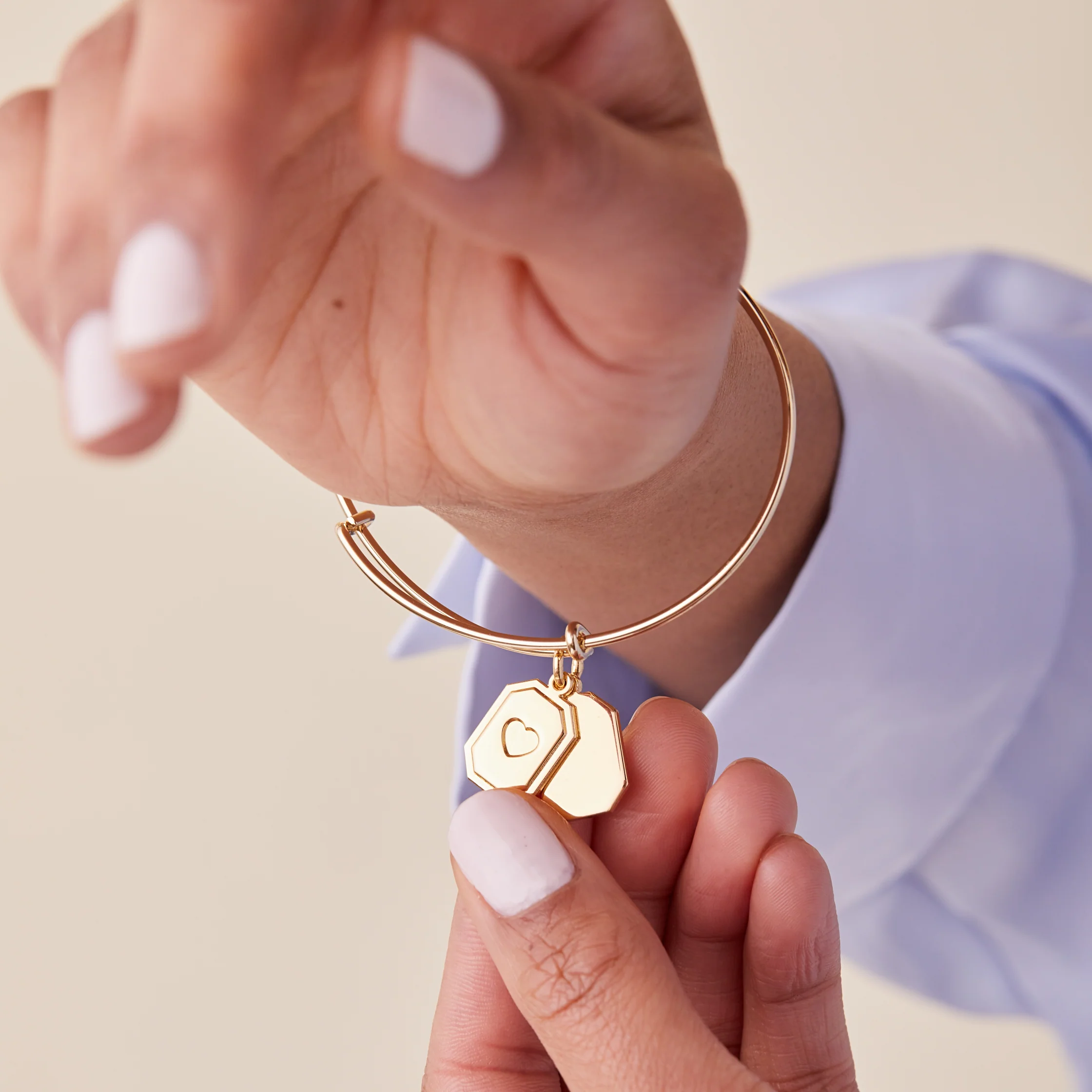 Heart Slider Charm Bangle - Image 5