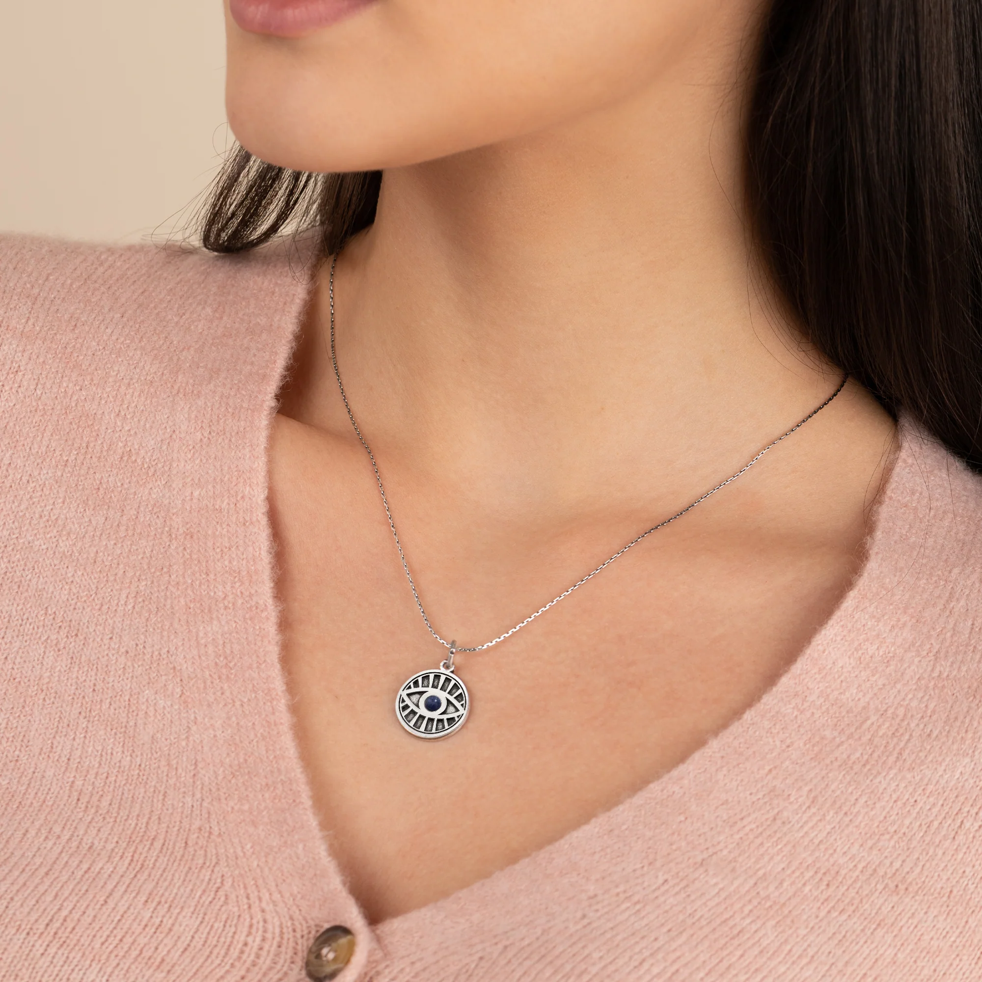 Evil Eye Necklace, Sodalite Gemstone - Image 4