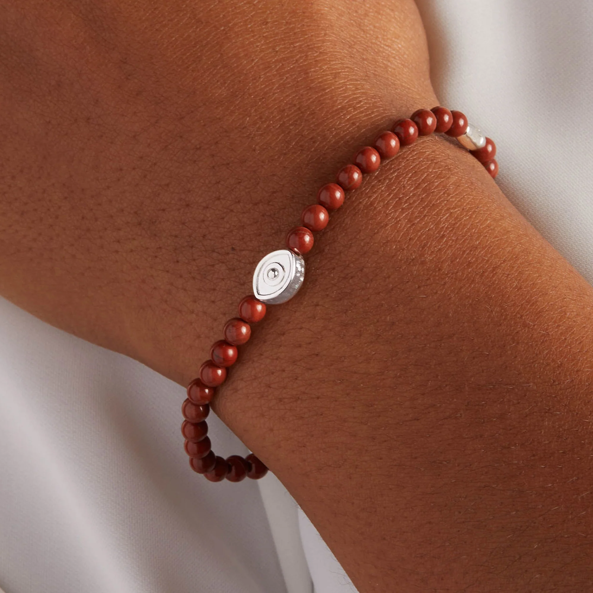 Evil Eye Red Jasper Stretch Bracelet for Protection - Image 2