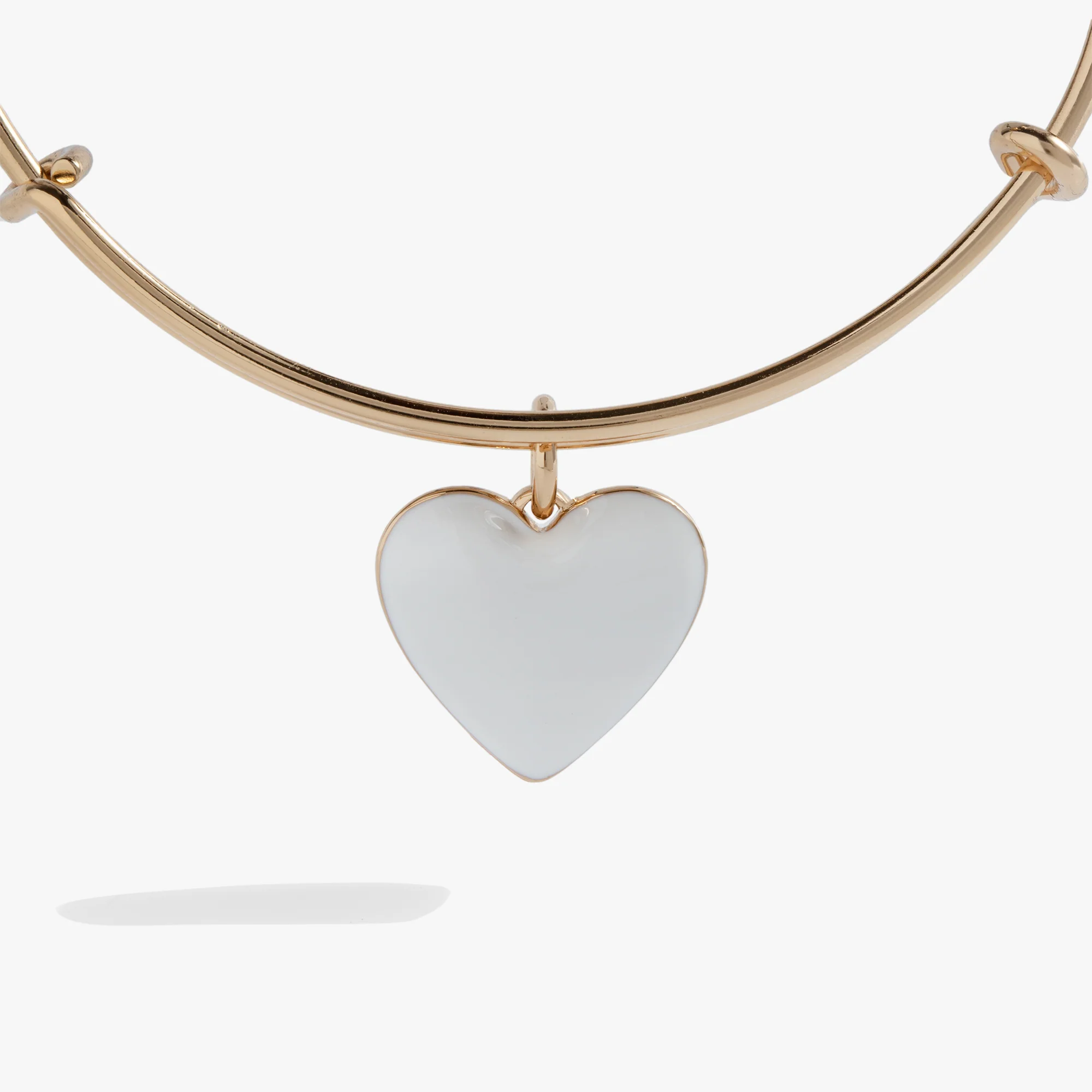 White Enamel Heart Charm Bangle - Image 2