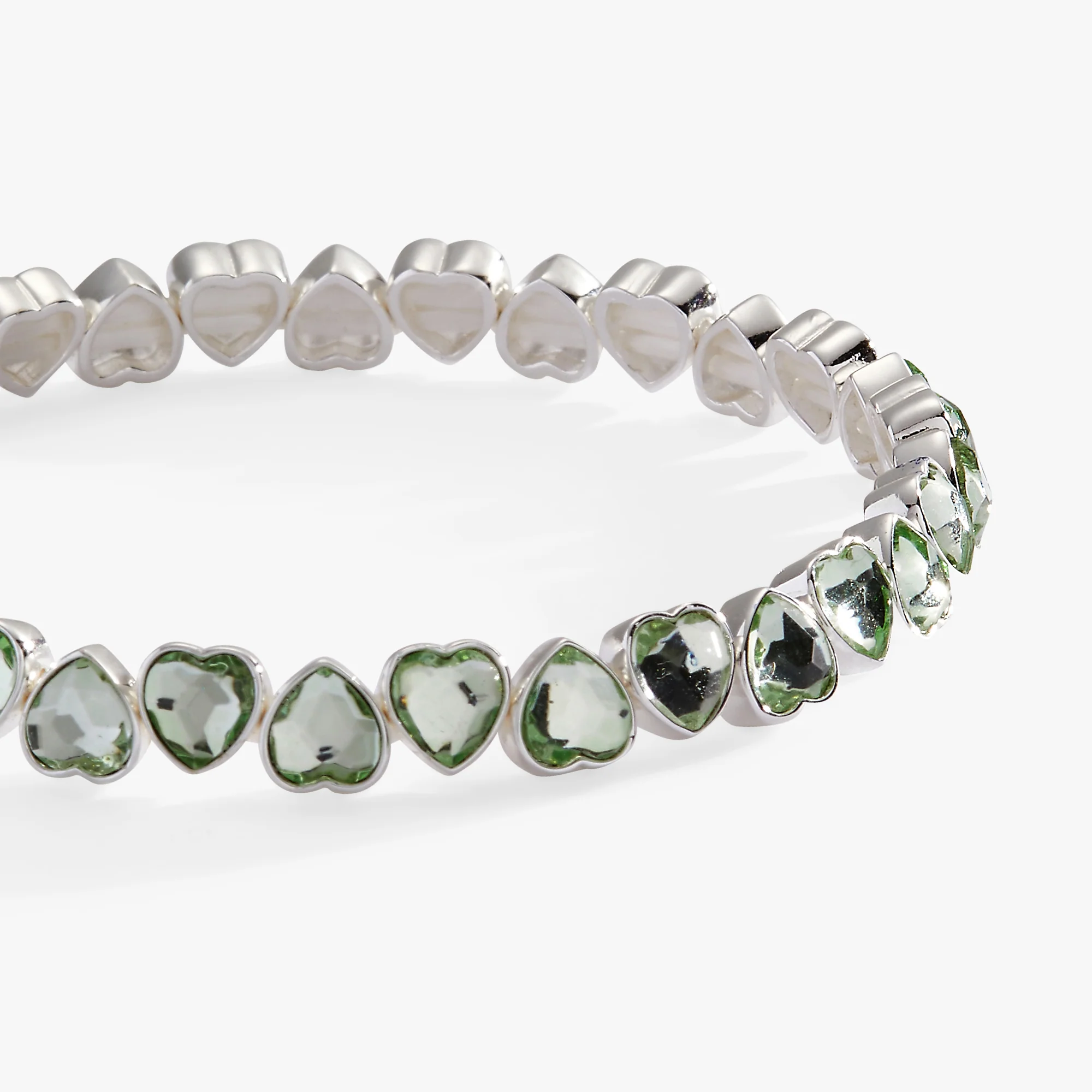 Green Crystal Heart Stretch Bracelet - Image 4