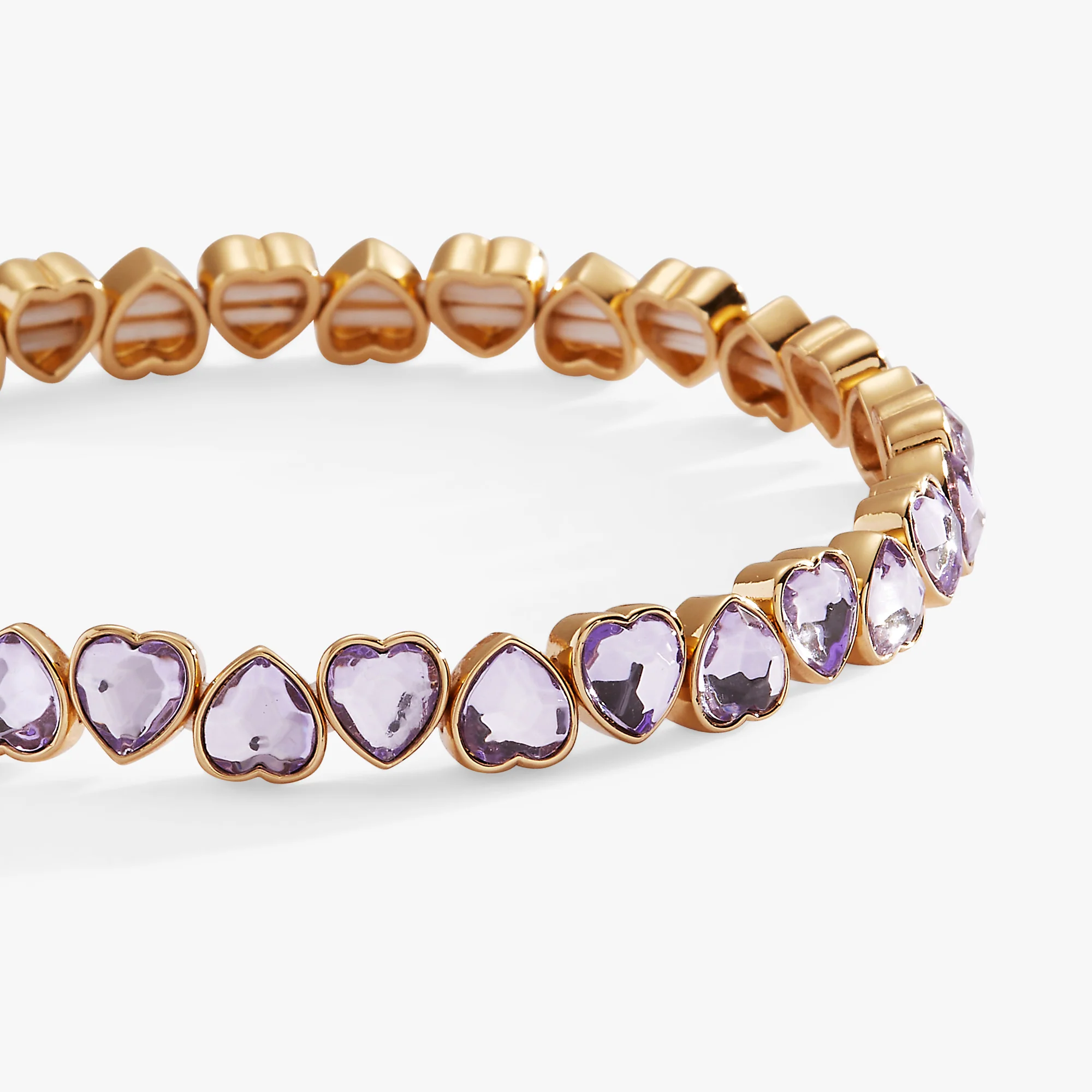 Purple Crystal Heart Stretch Bracelet - Image 4