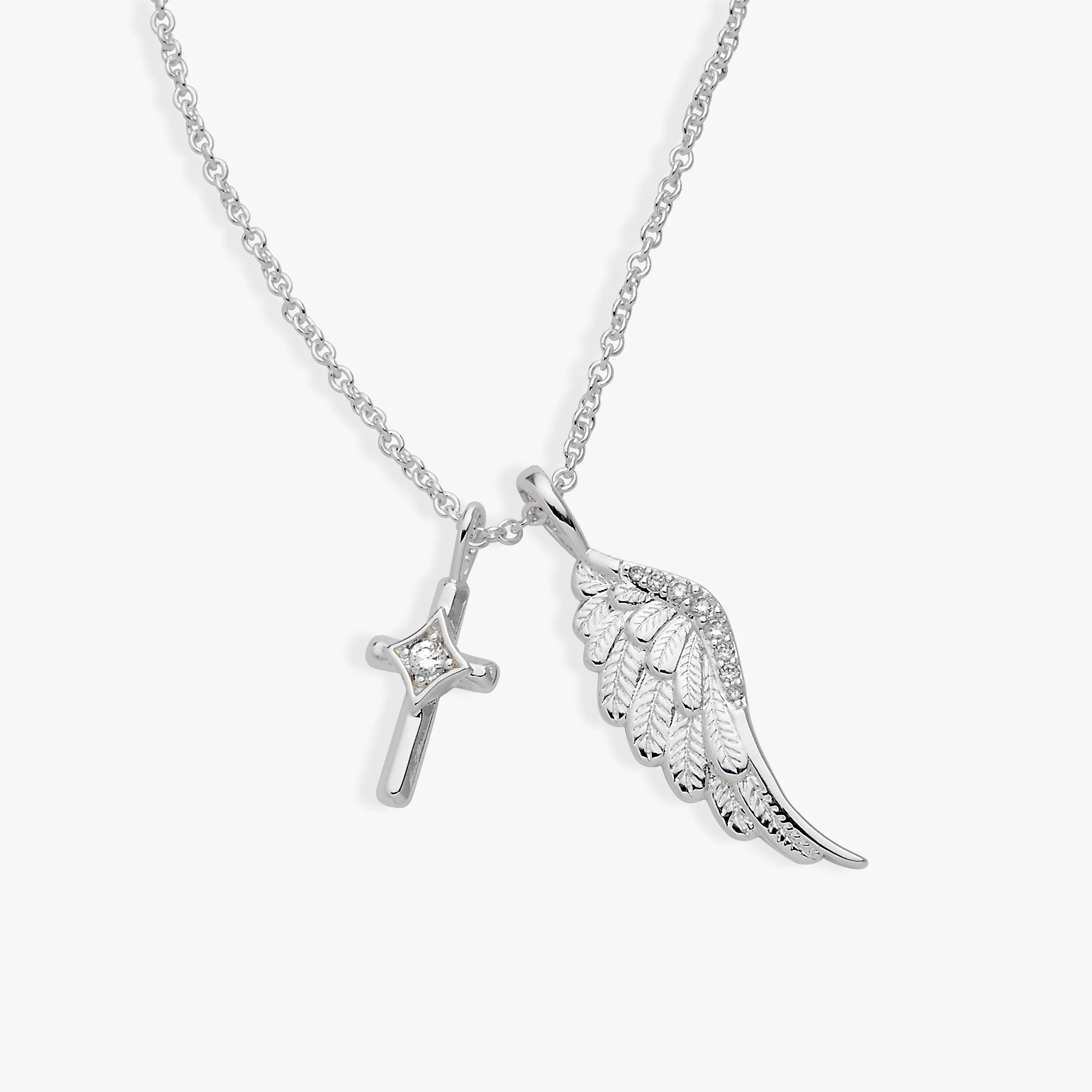 Faith Cross and Angel Wing Charm Necklace - Image 3