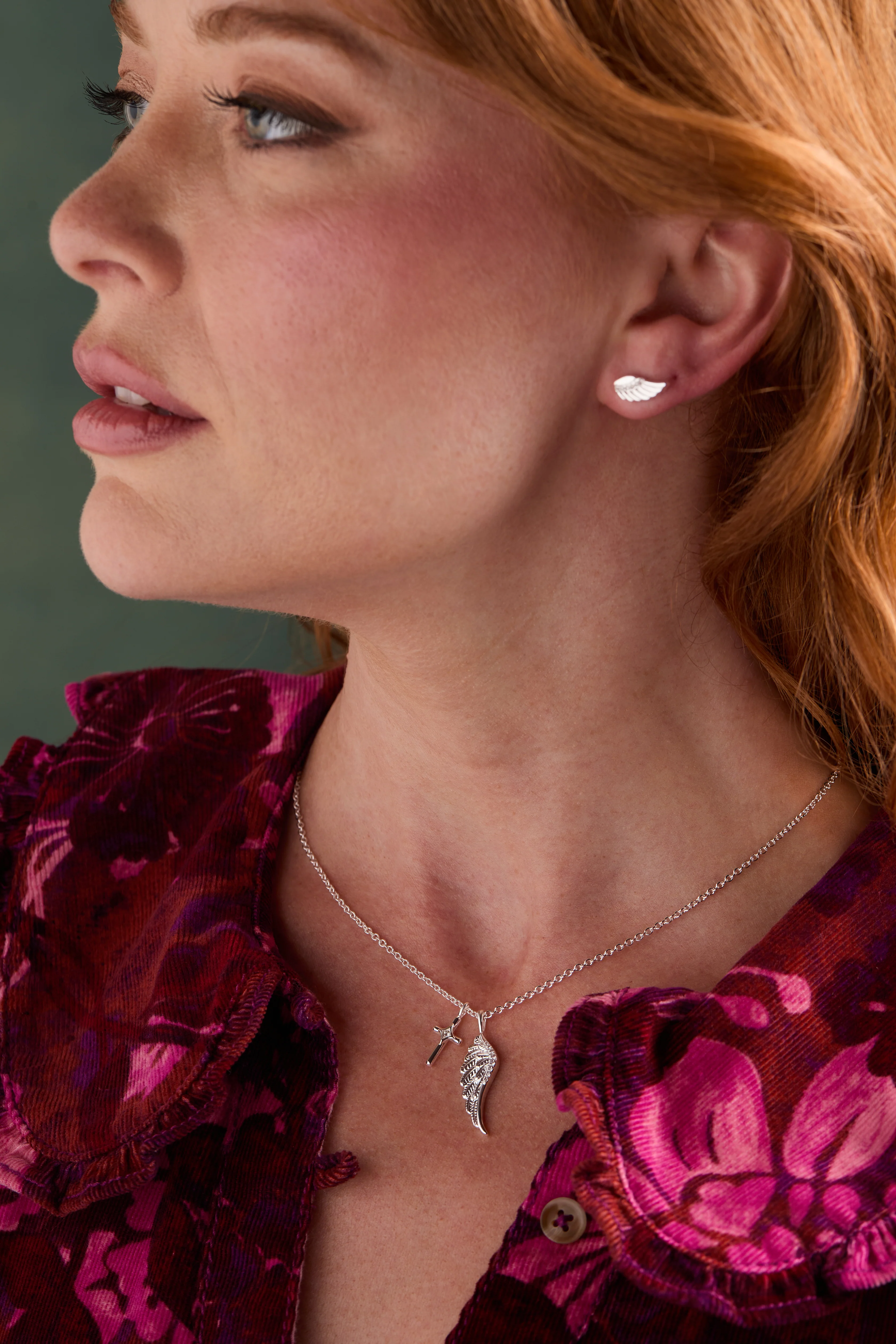Faith Cross and Angel Wing Charm Necklace - Image 4