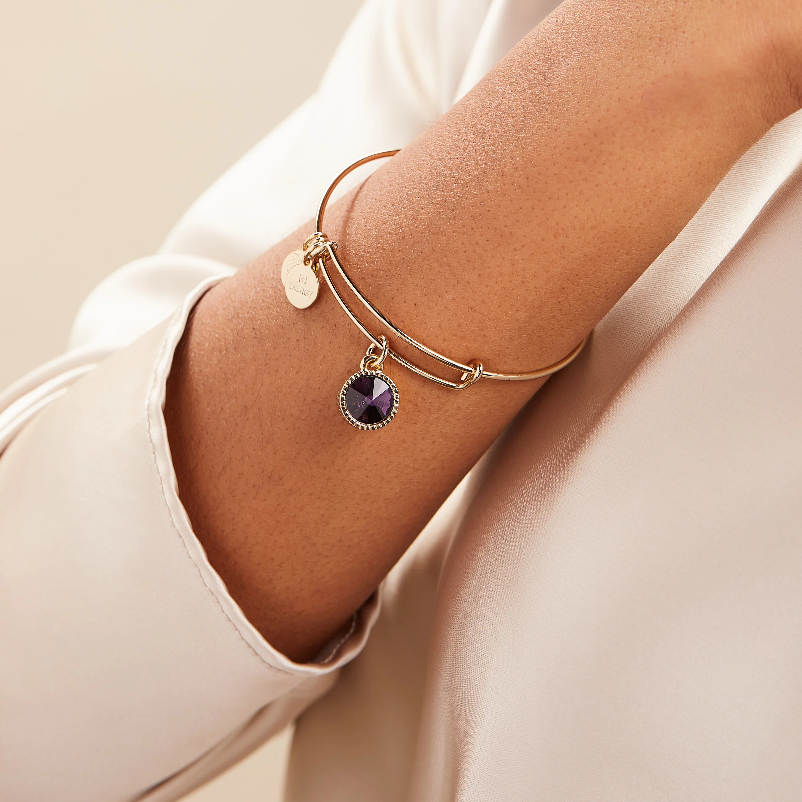 February Birthstone Charm Bangle, Amethyst - Image 5