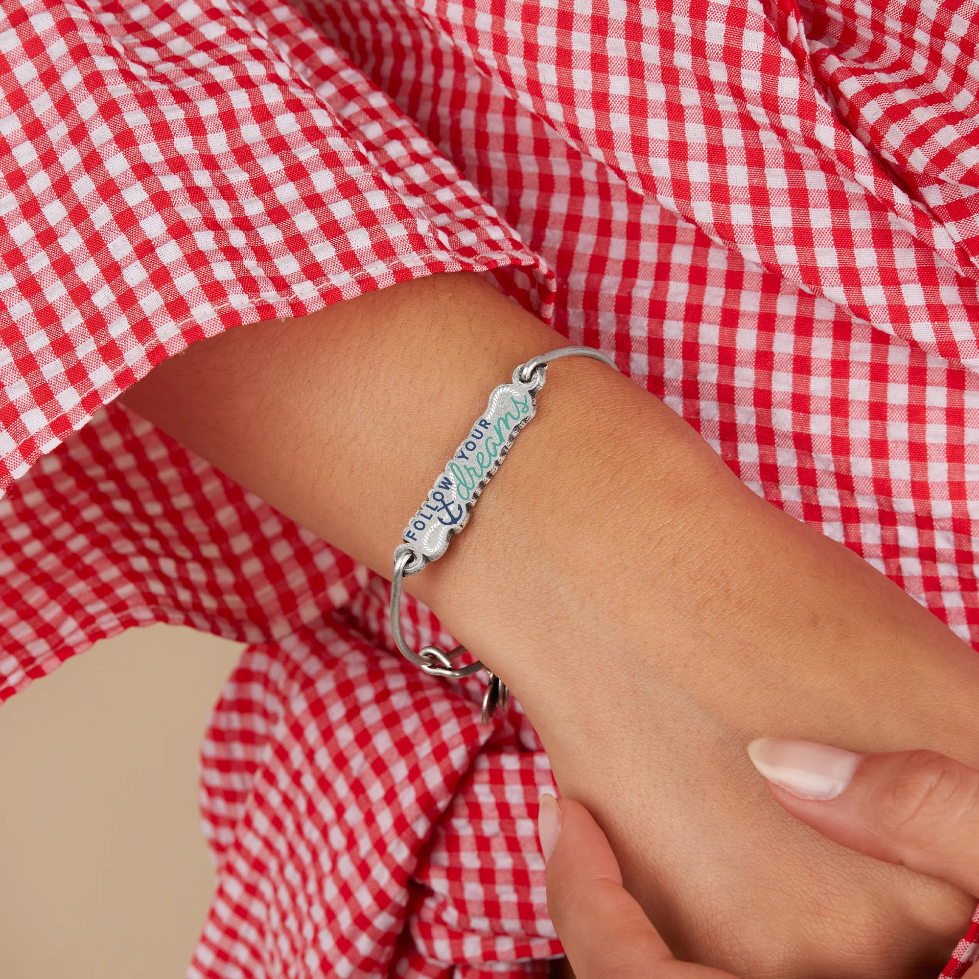 'Follow Your Dreams' Anchor Inline Charm Bangle - Image 2