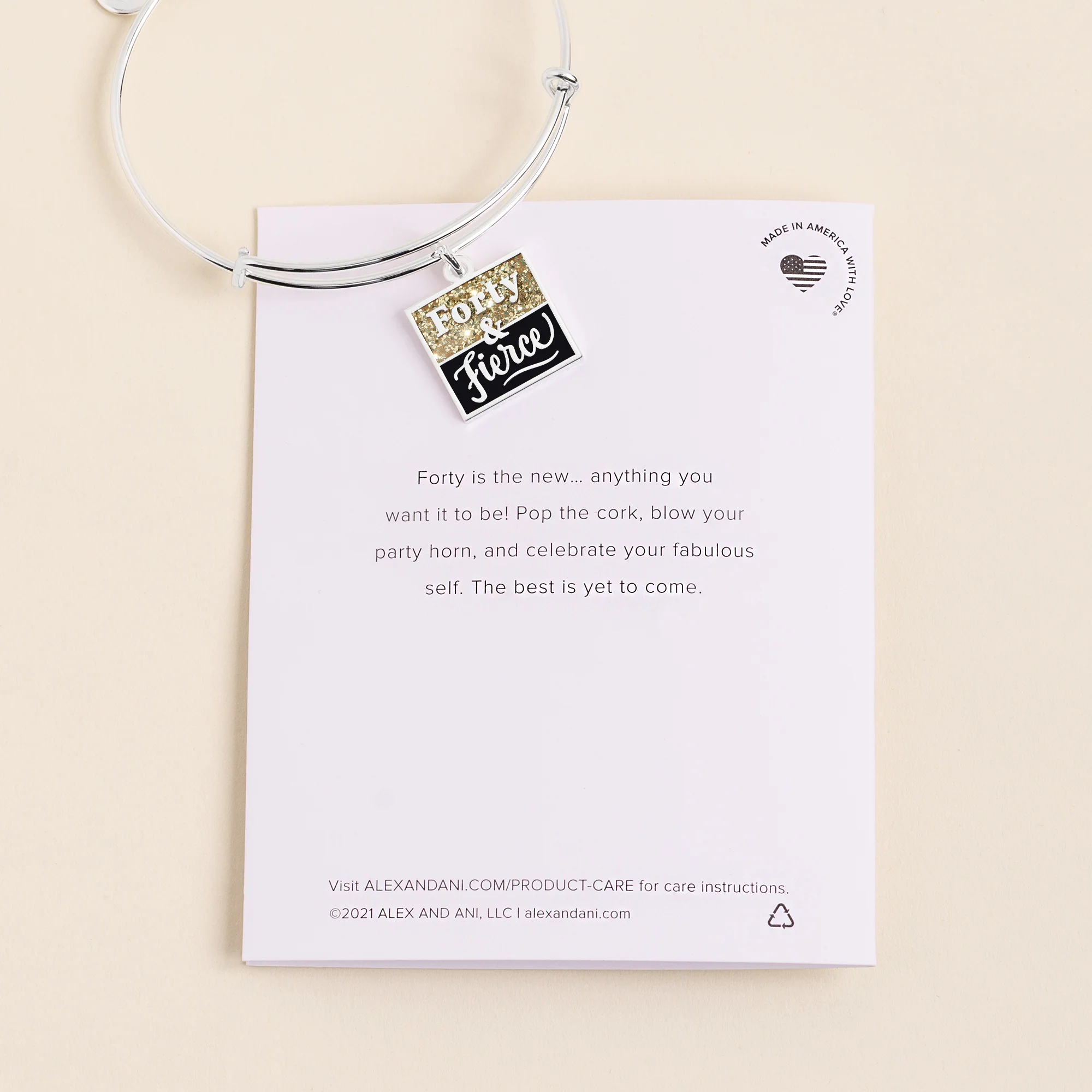 'Forty & Fierce' Charm Bangle - Image 4