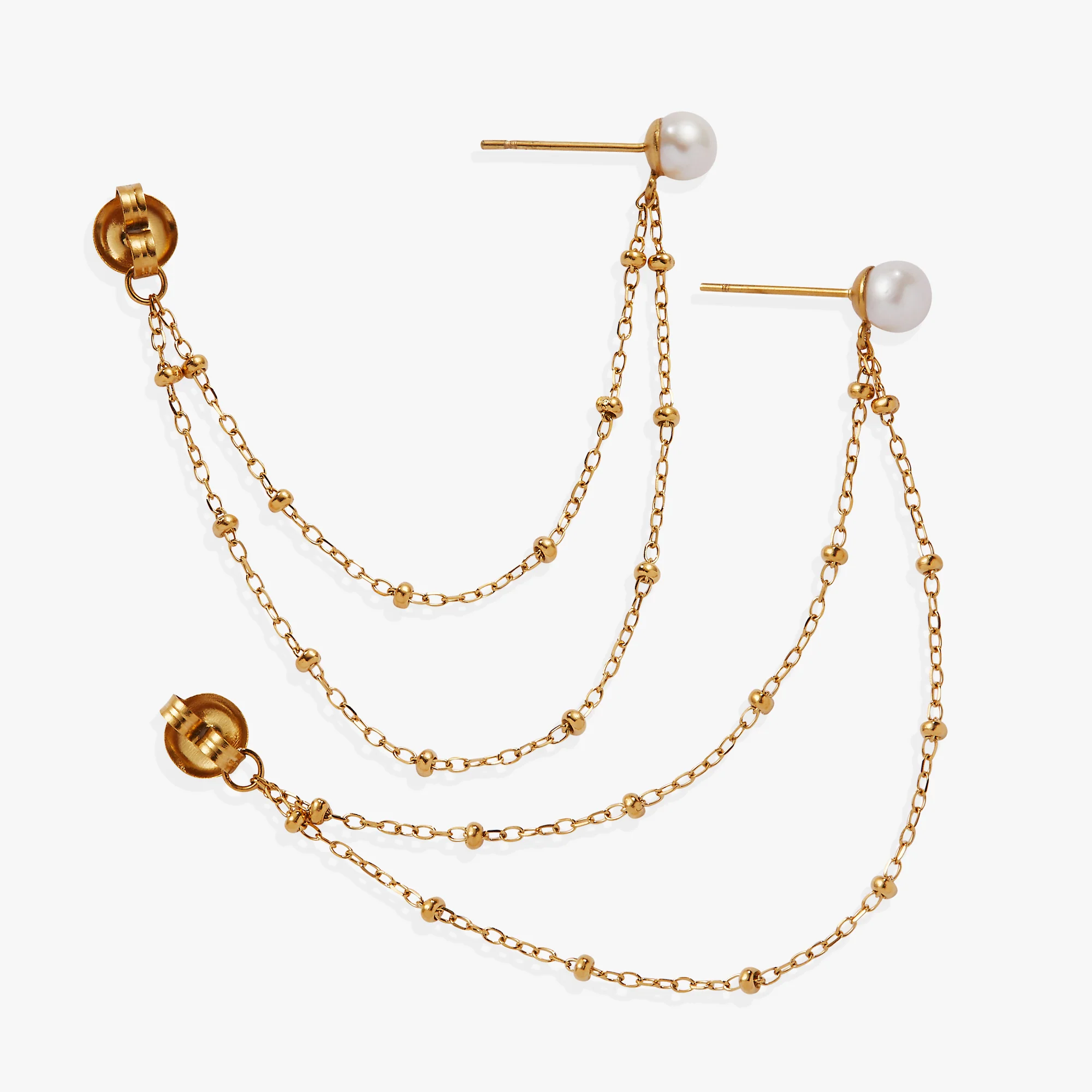 Freshwater Pearl Front-and-Back Earrings - Image 3