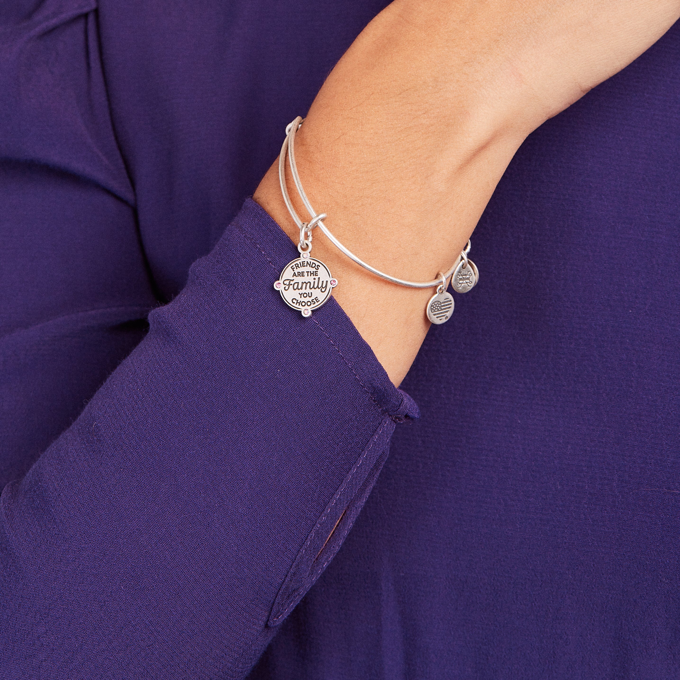 'Friends are the Family You Choose' Charm Bangle - Image 4