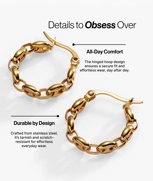 Frozen Mariner Chain Hoop Earrings - Image 2