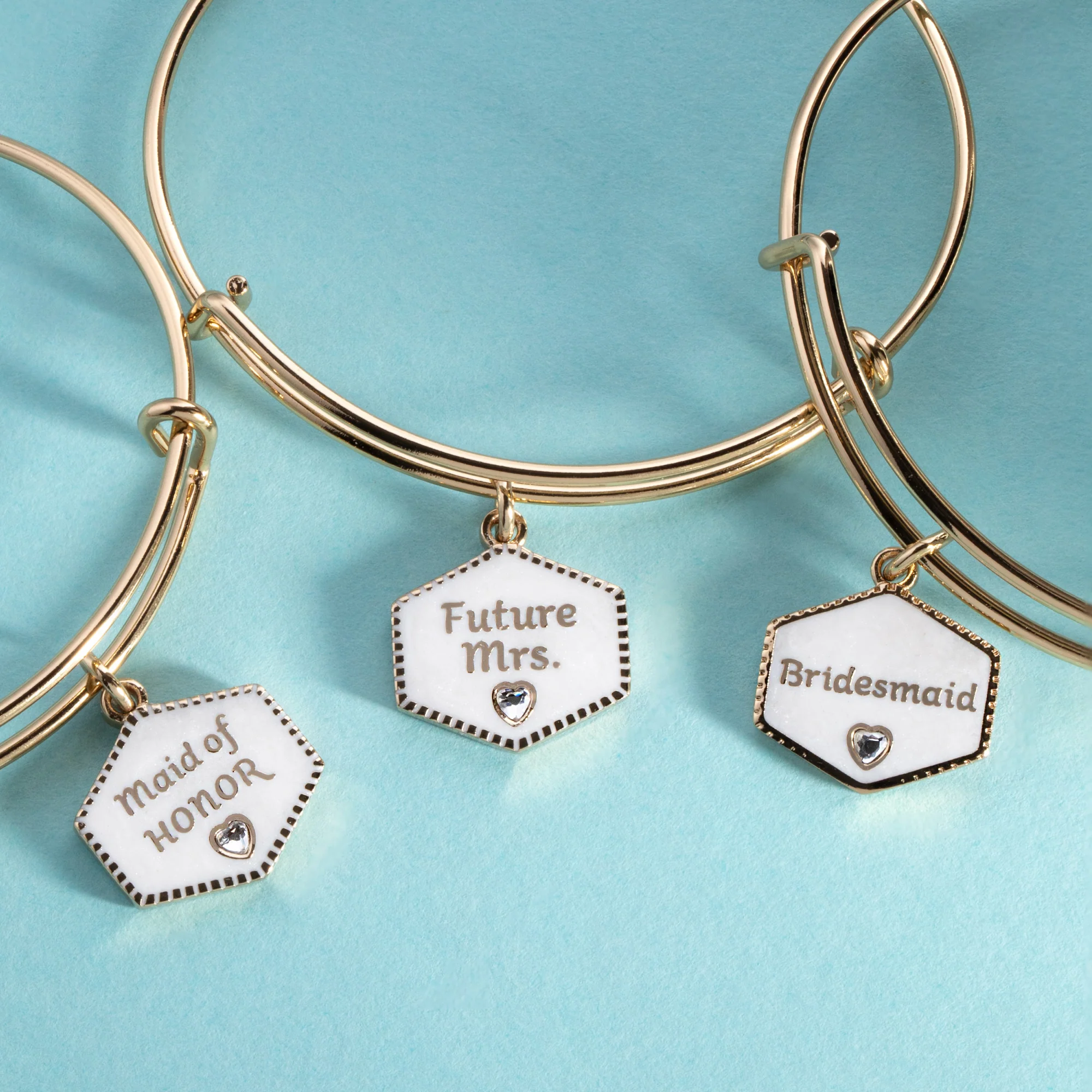 'Future Mrs.' Mother of Pearl Charm Bangle - Image 2