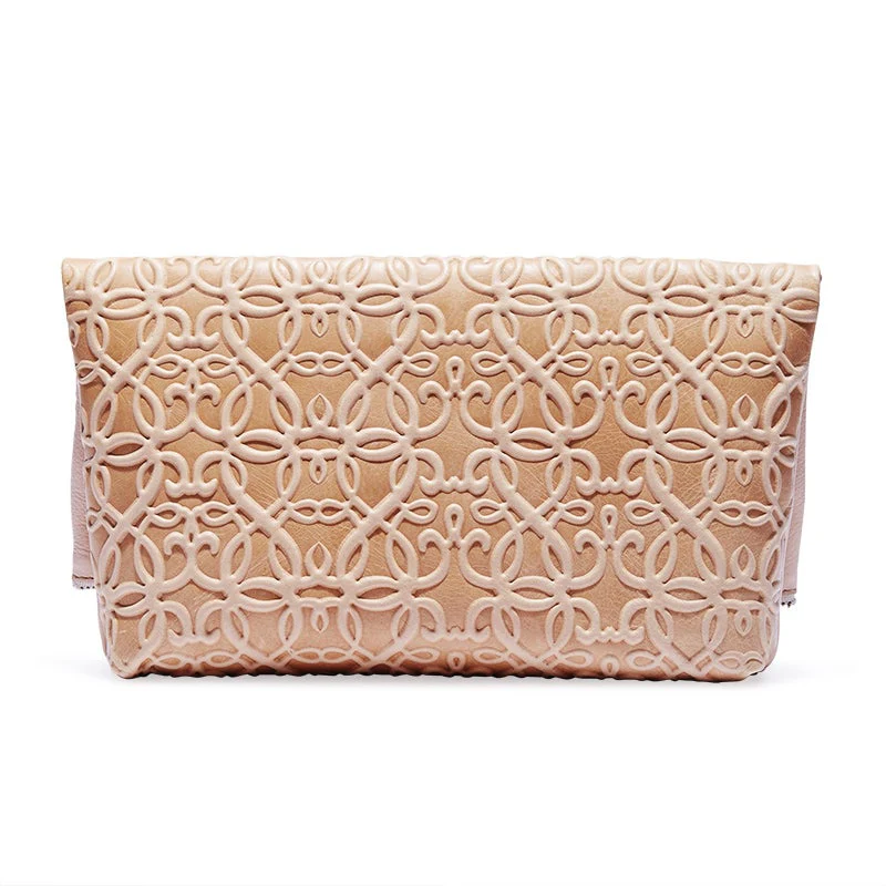 Gabriel Leather Fold Over Clutch, Blush - Image 2