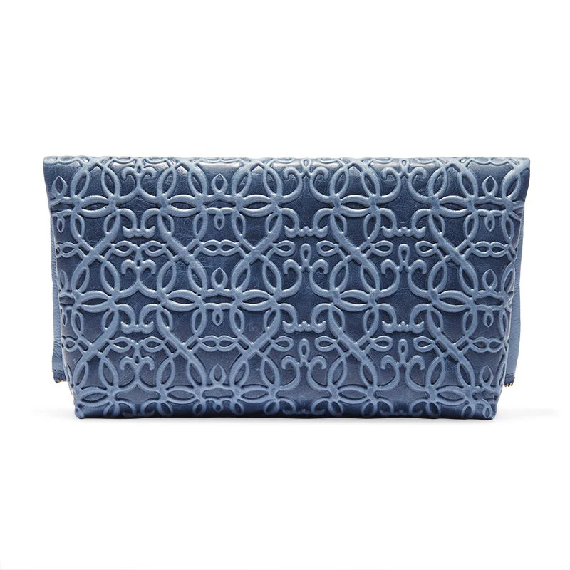 Gabriel Leather Fold Over Clutch, Tidal Blue - Image 2