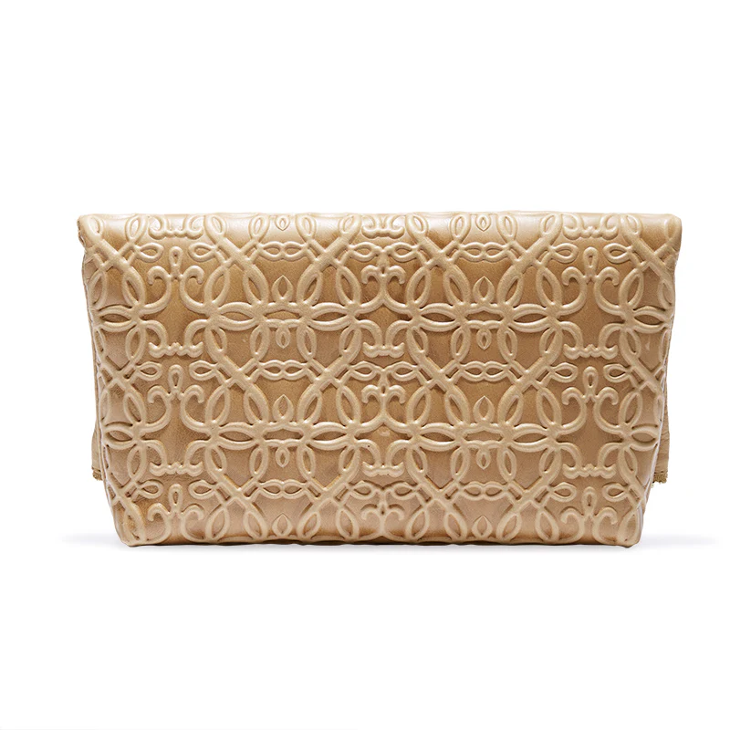 Gabriel Leather Fold Over Clutch, Light Brown - Image 4