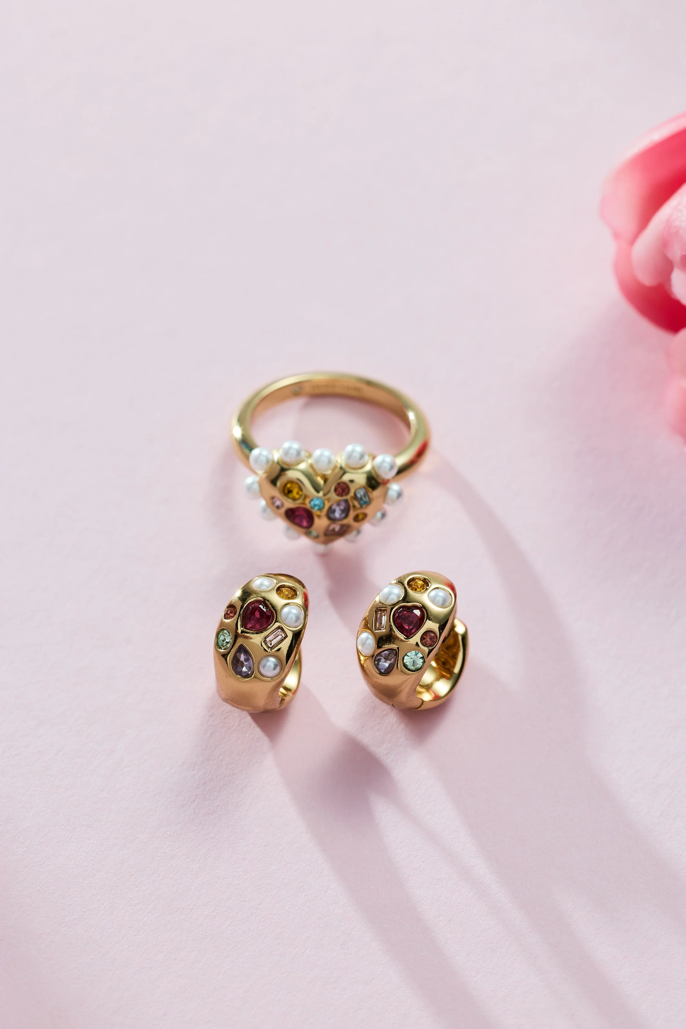 Puffy Heart Gemstone And Pearl Statement Ring - Image 5