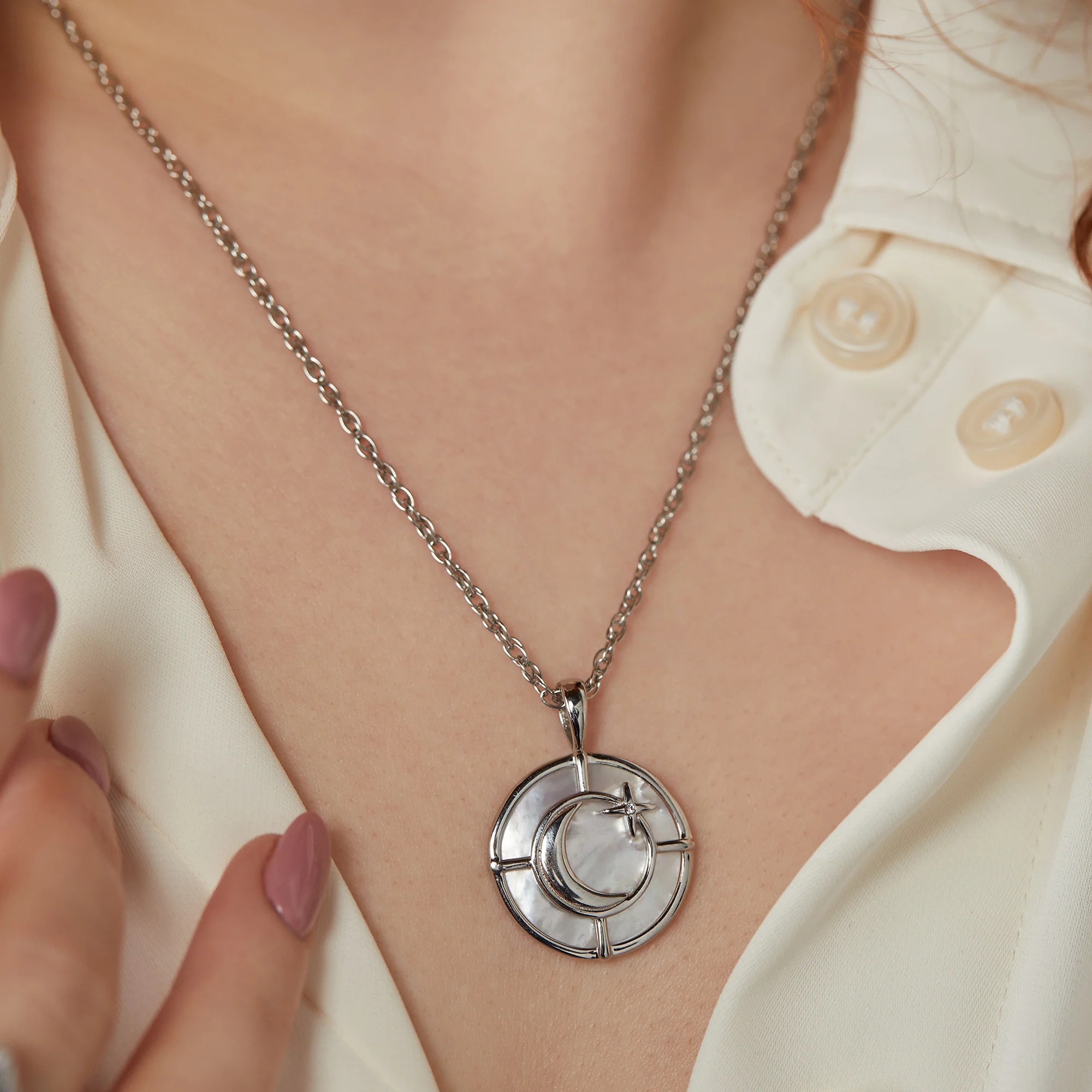 Genuine Mother of Pearl Signature Pendant Necklace - Image 2