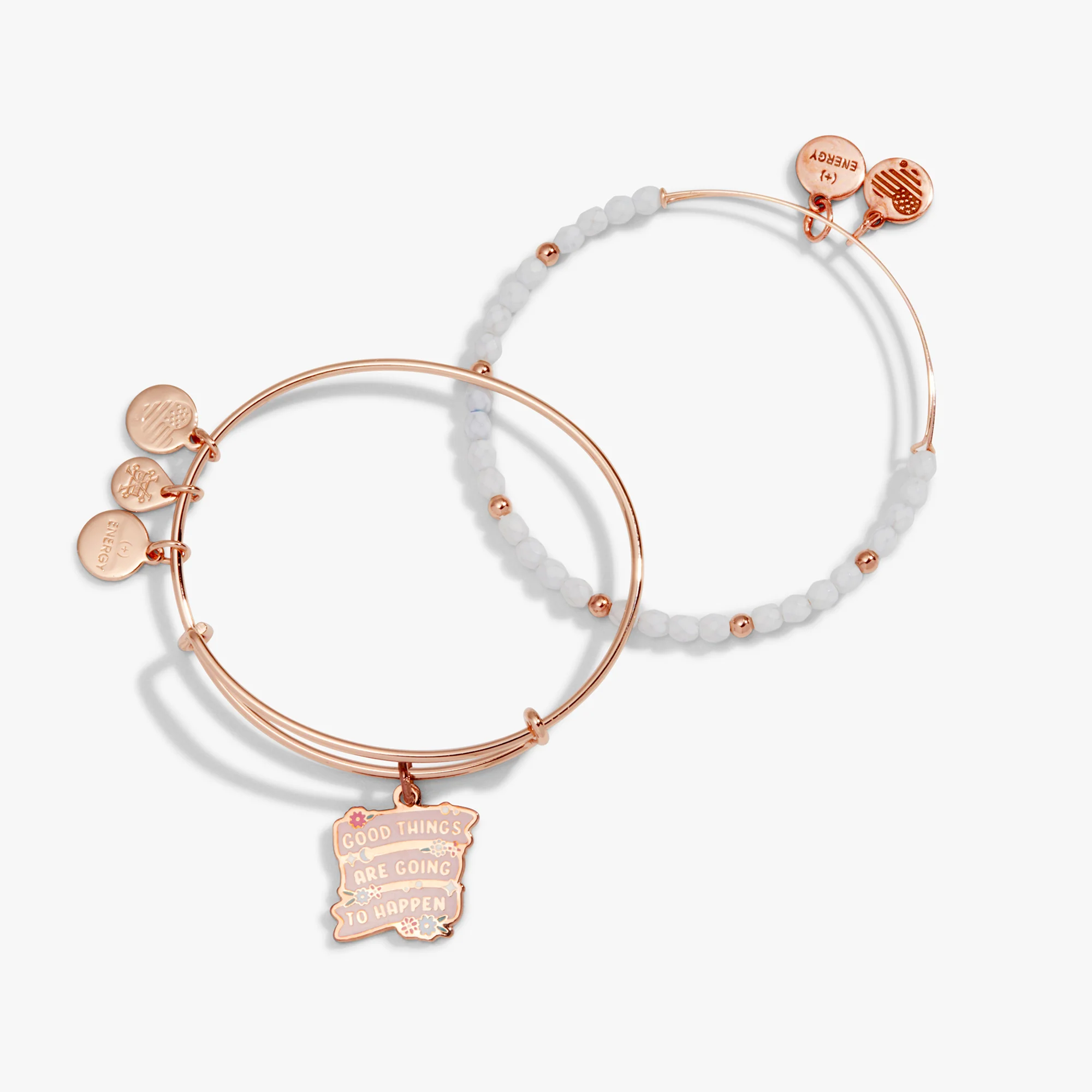'Good Things Are Going to Happen' Charm Bangle, Set of 2 - Image 2