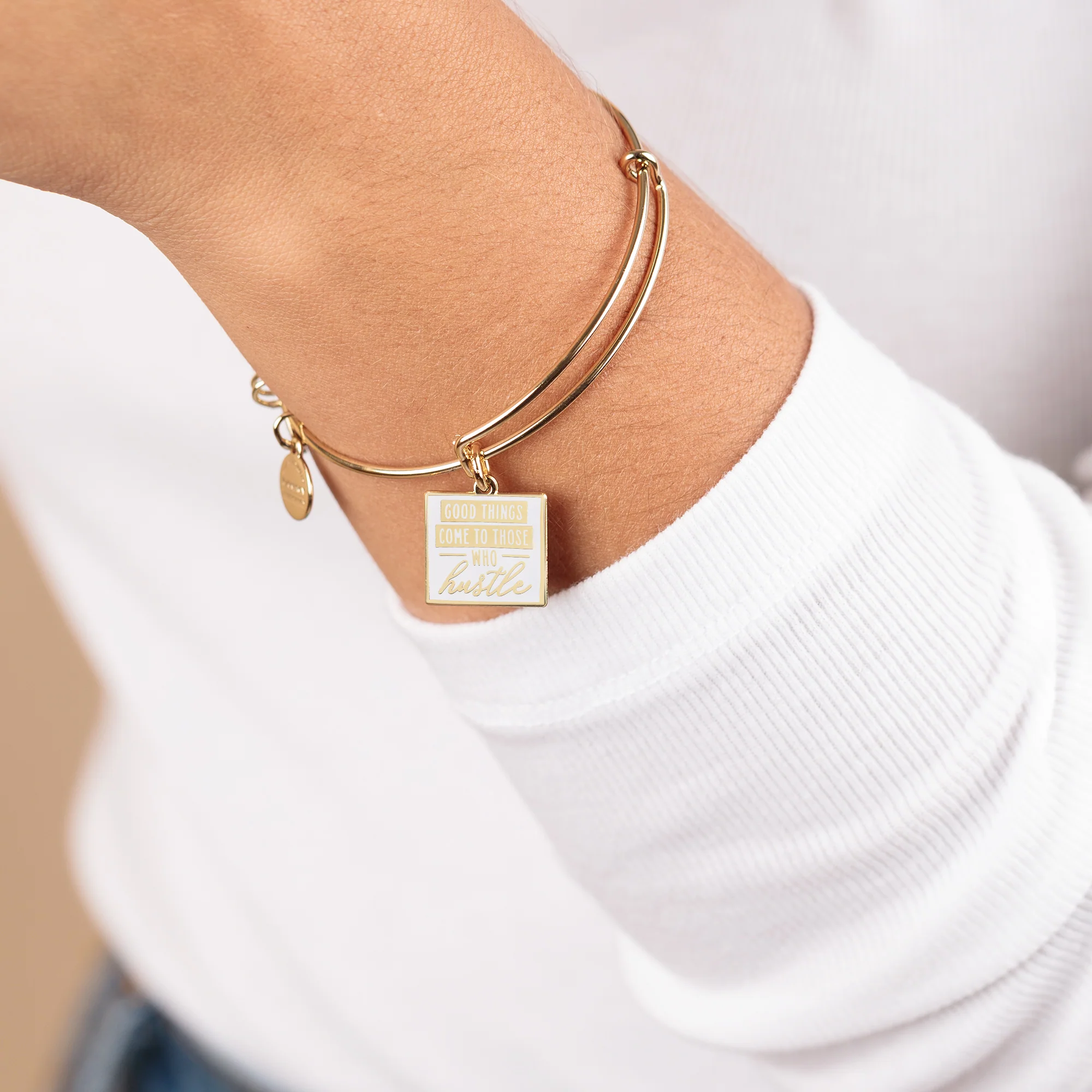 'Good Things Come to Those Who Hustle' Charm Bangle - Image 2