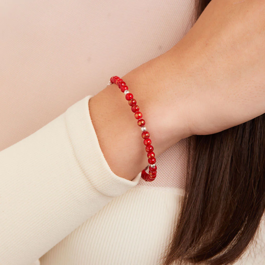 Antique Americana Grateful Beaded Bangle, Red - Image 2