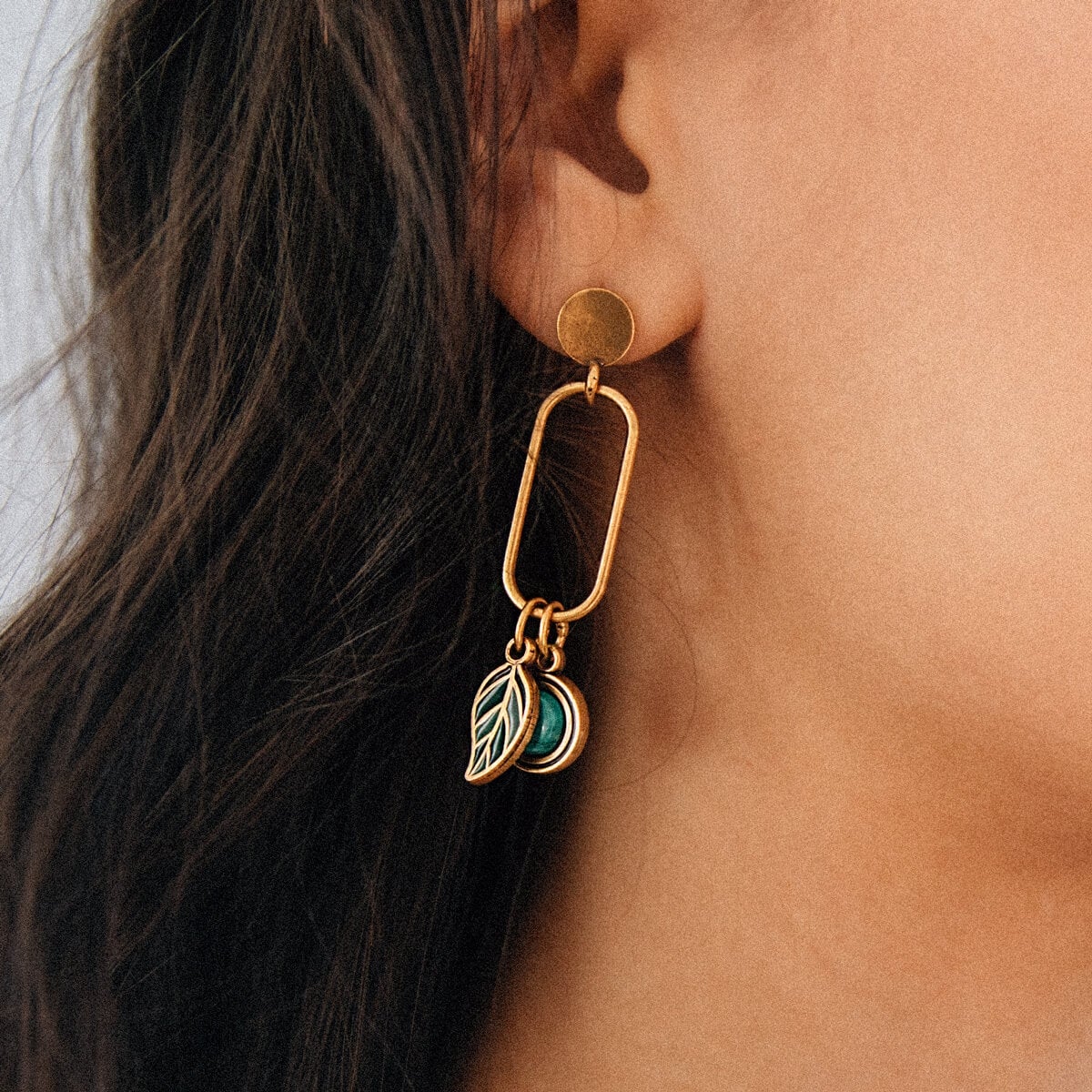 Malachite Gemstone Drop Earrings - Image 2