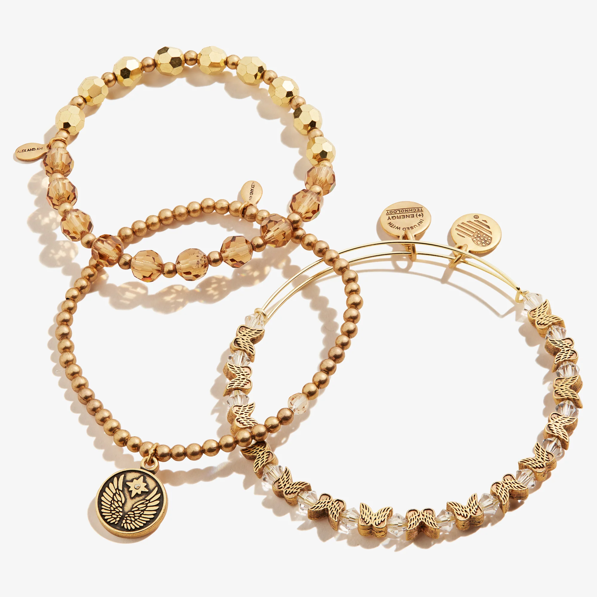 Guardian Angel Crystal Stretch Bracelets, Set of 3 - Image 2