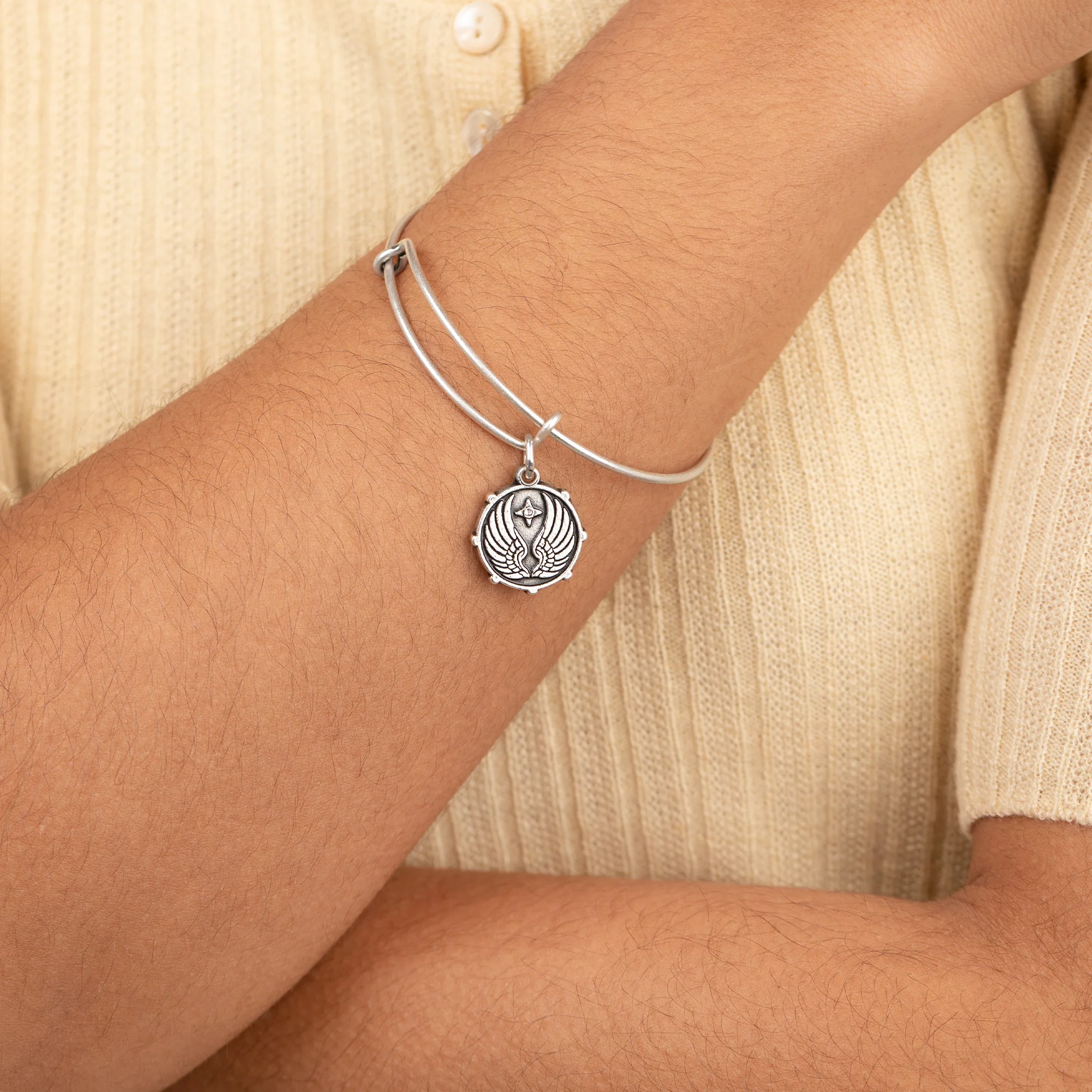 Guardian Angel Wings Charm Bangle - Image 2