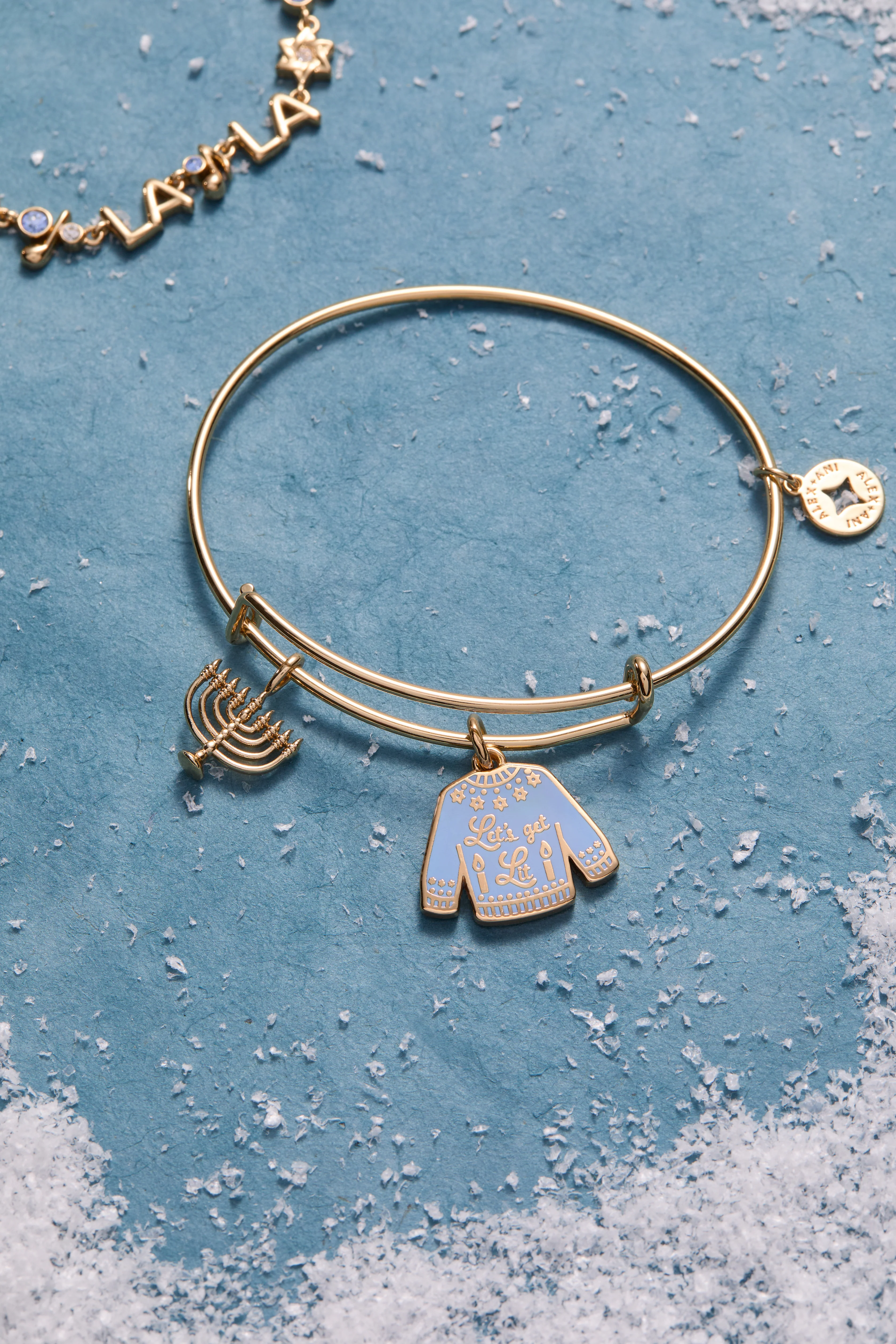Hanukkah 'Let's Get Lit' Ugly Sweater & Menorah Bangle - Image 4