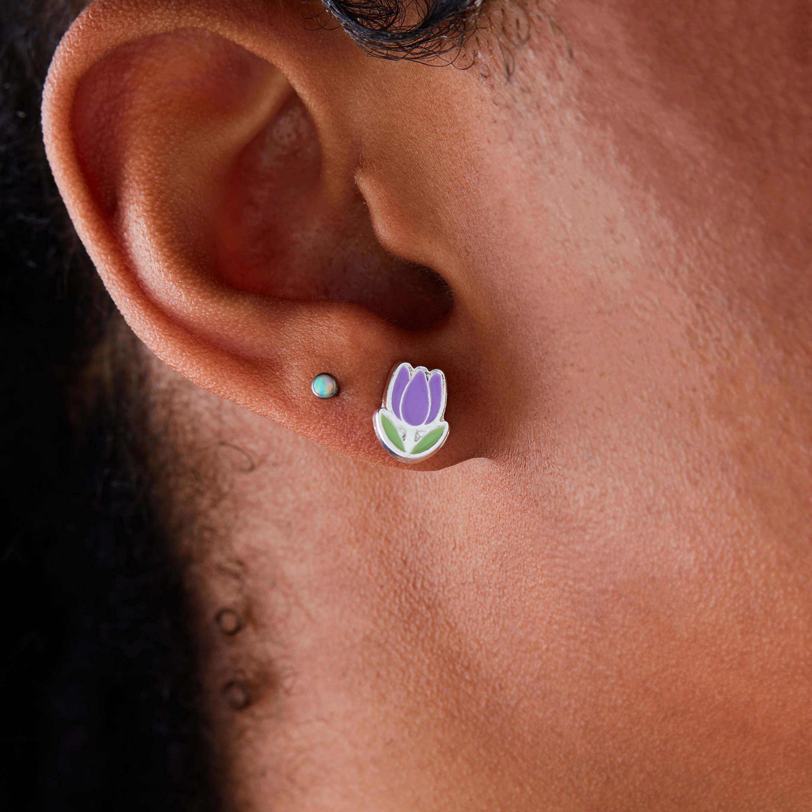 Happiness Flower + Butterfly Stud Earrings, Set of 2 - Image 2