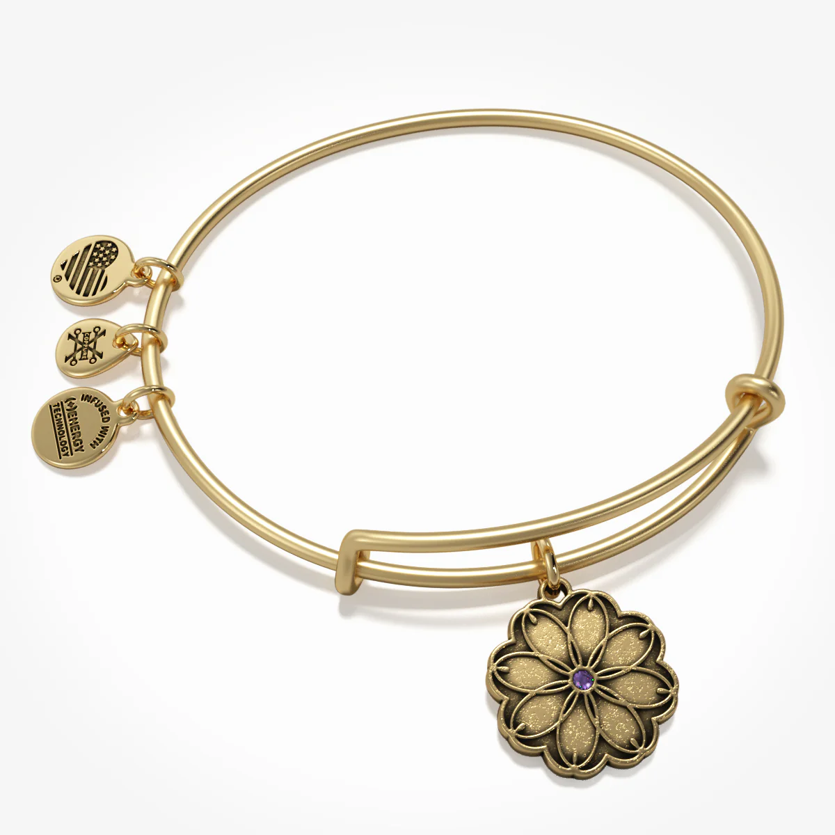 Healing Love Flower Charm Bangle - Image 3
