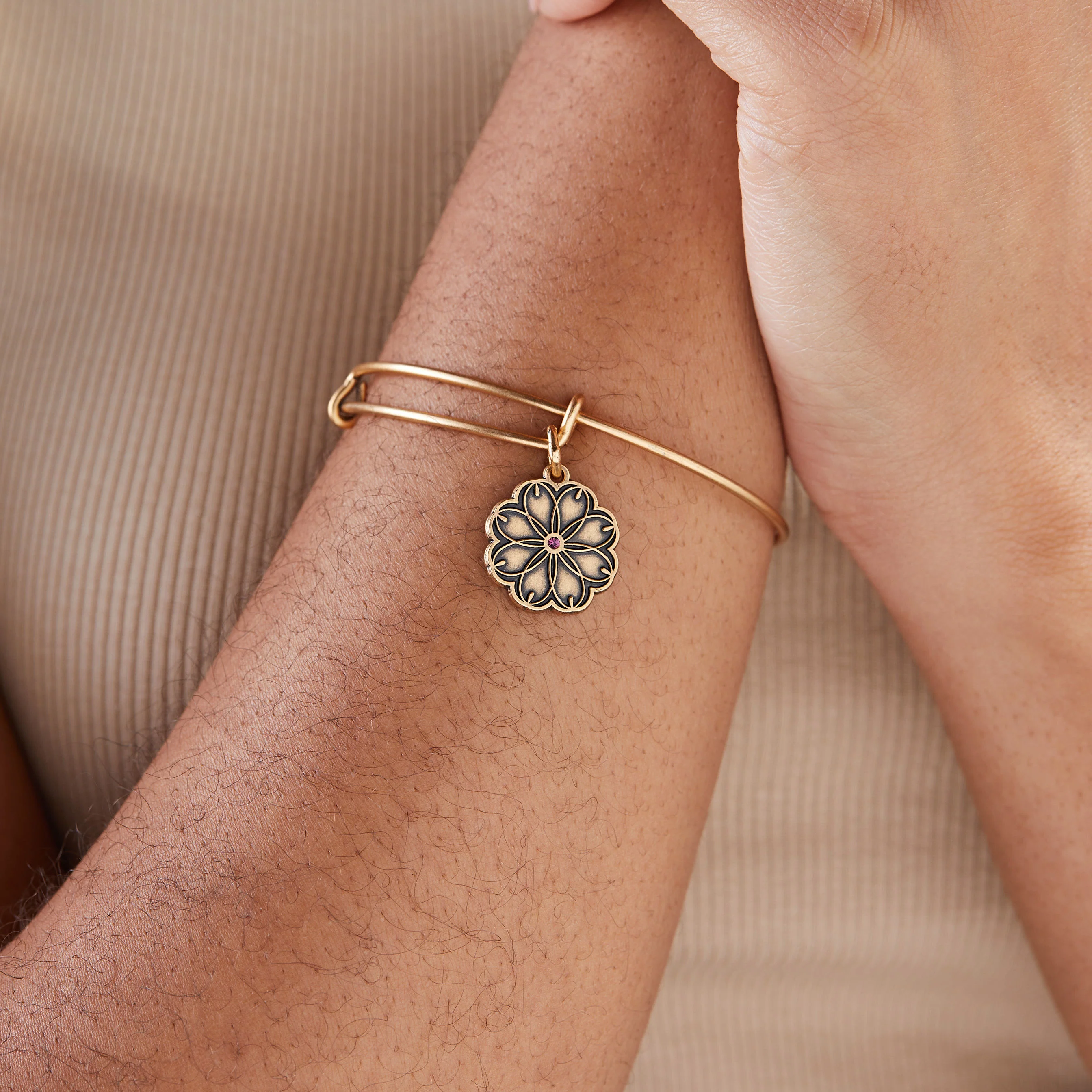 Healing Love Flower Charm Bangle - Image 4