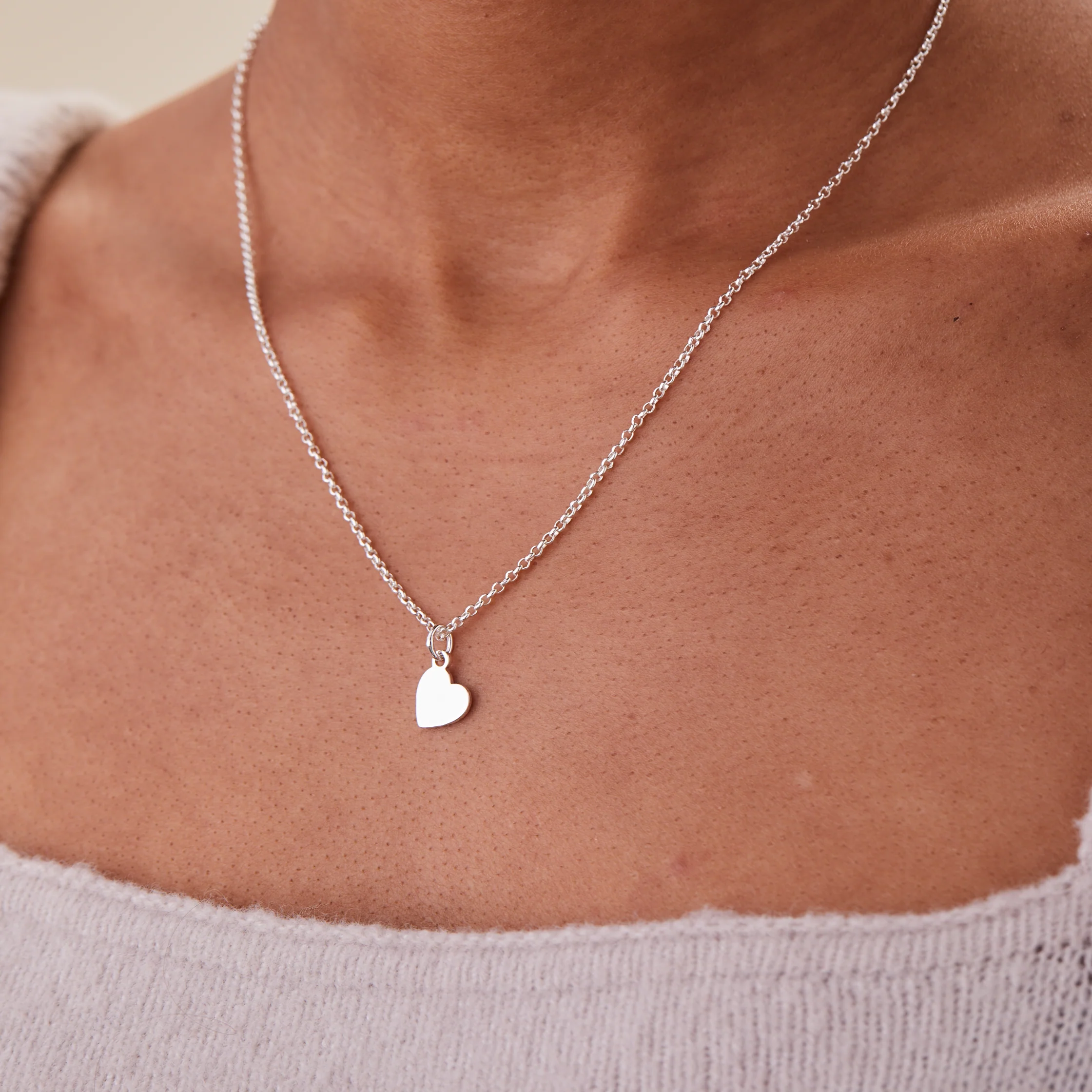 Small Heart Charm Necklace, 19'' - Image 3