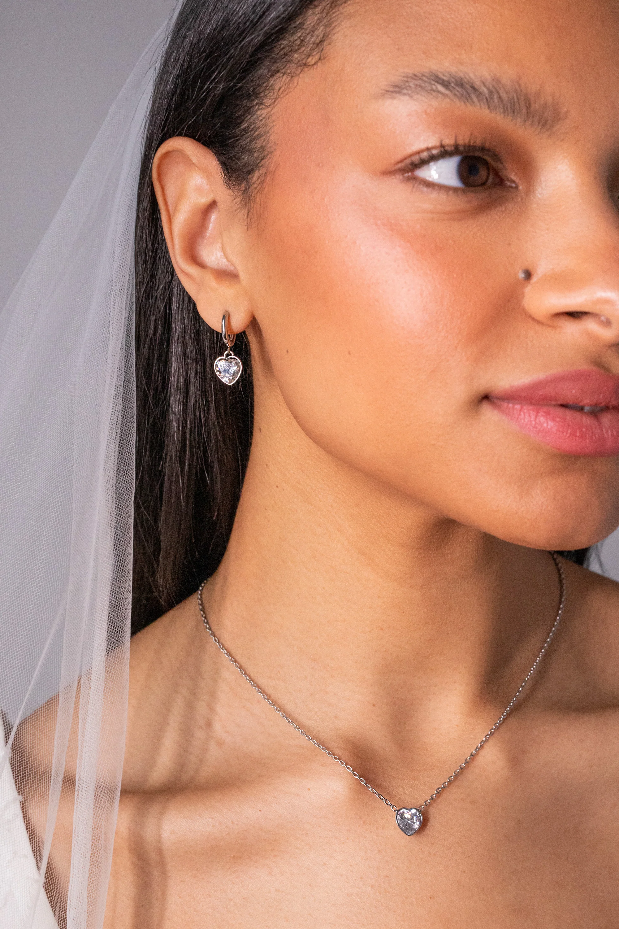 Crystal Heart Huggie Hoop Earrings - Image 5