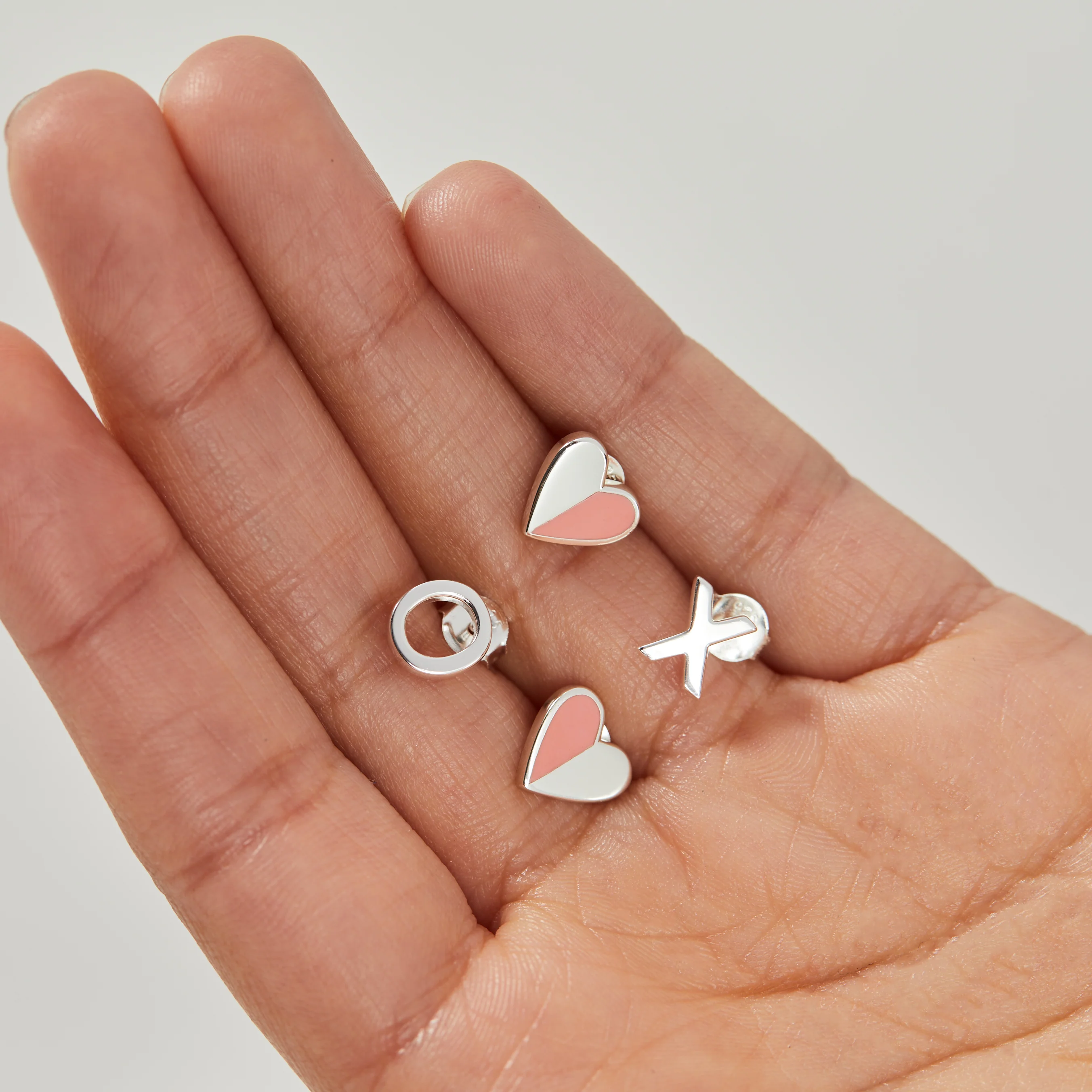 Heart 'XO' Stud Earrings, Set of 2 - Image 2