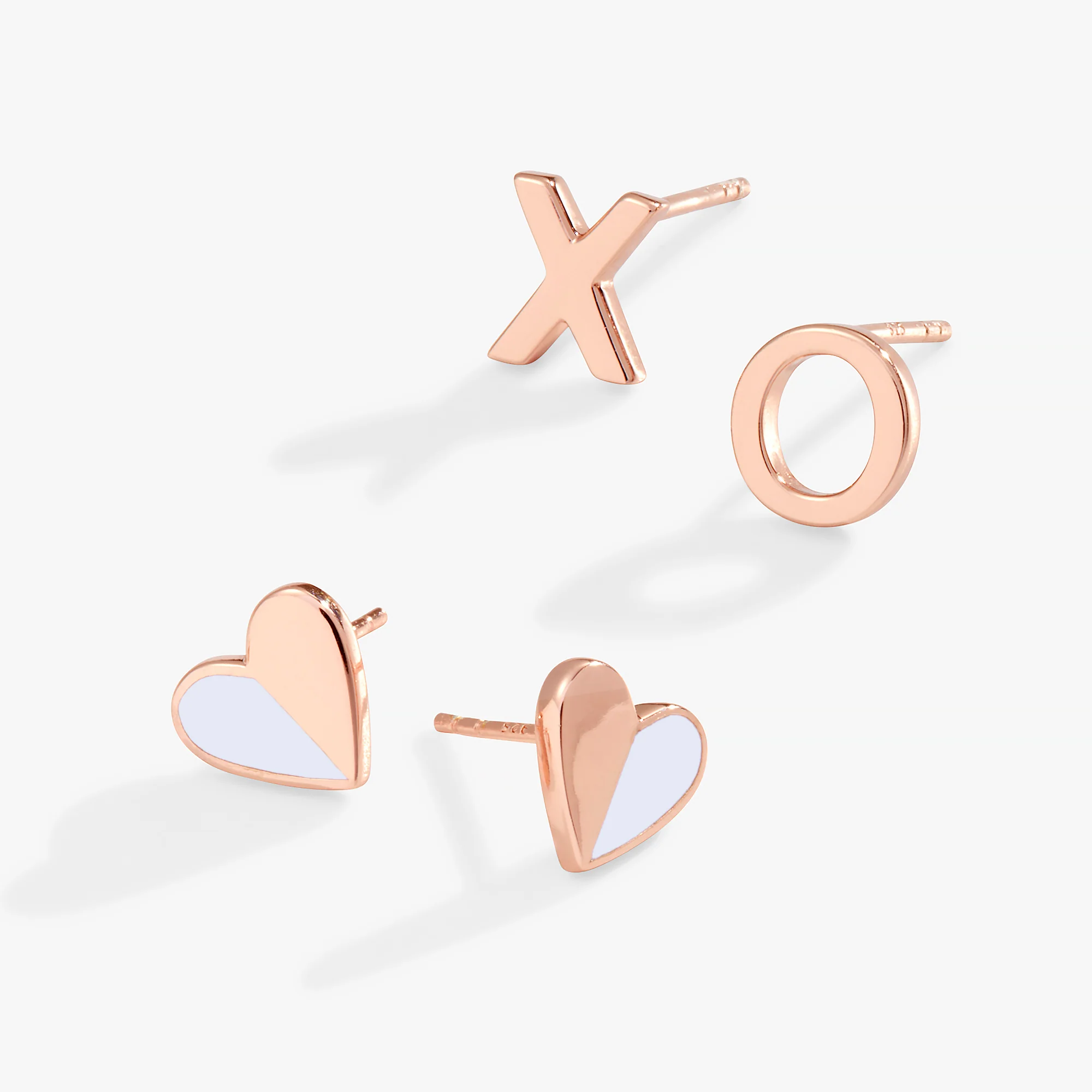 Heart 'XO' Stud Earrings, Set of 2 - Image 5