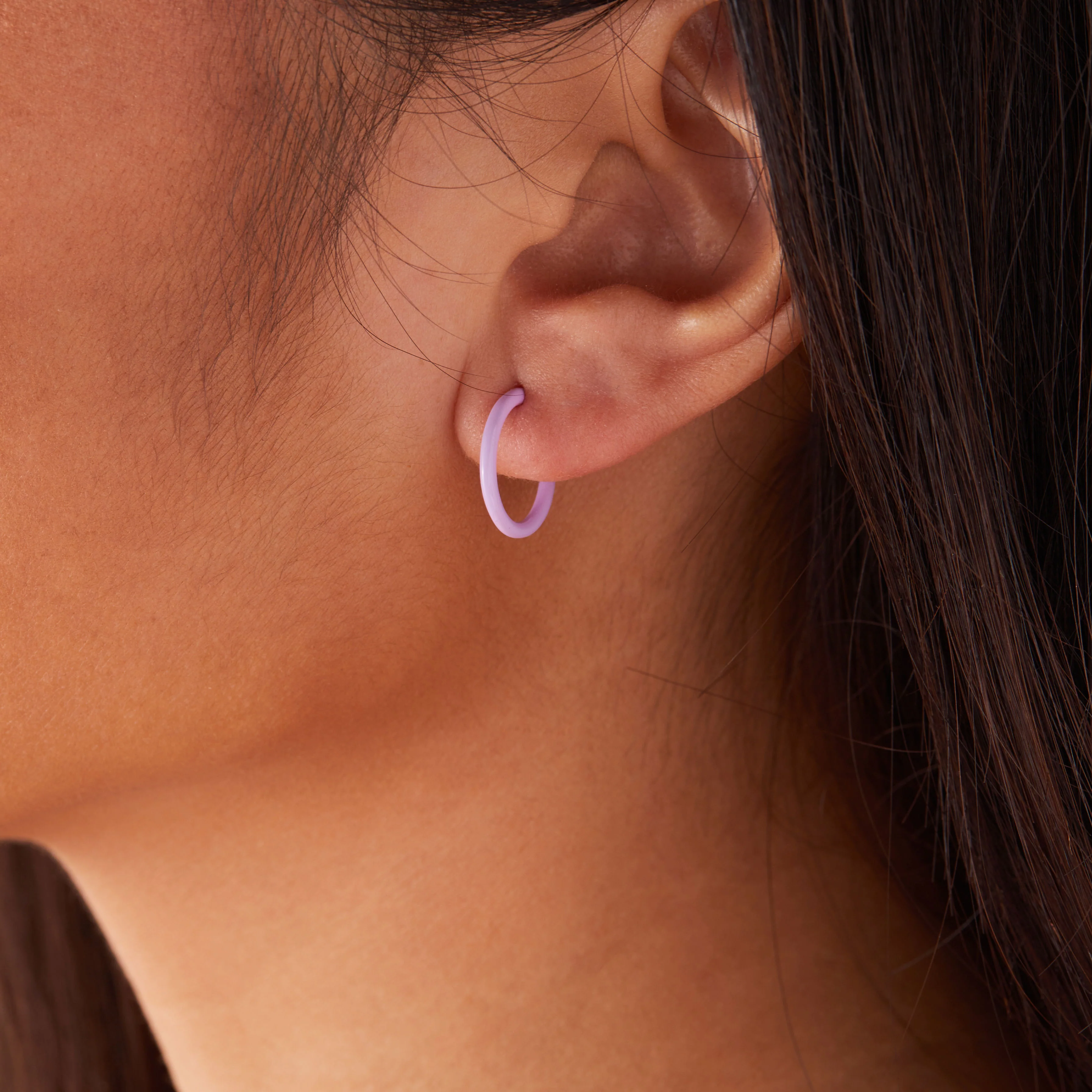 Huggie Hoop Earrings, Purple - Image 2