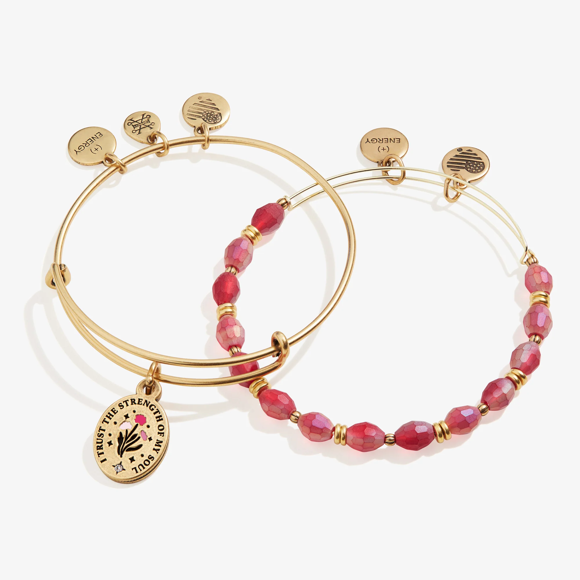 'I Trust the Strength of My Soul' Charm Bangles, Set of 2 - Image 2
