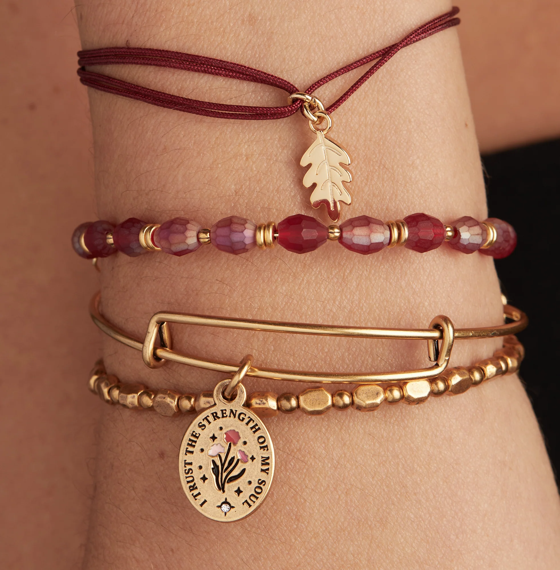 'I Trust the Strength of My Soul' Charm Bangles, Set of 2 - Image 3